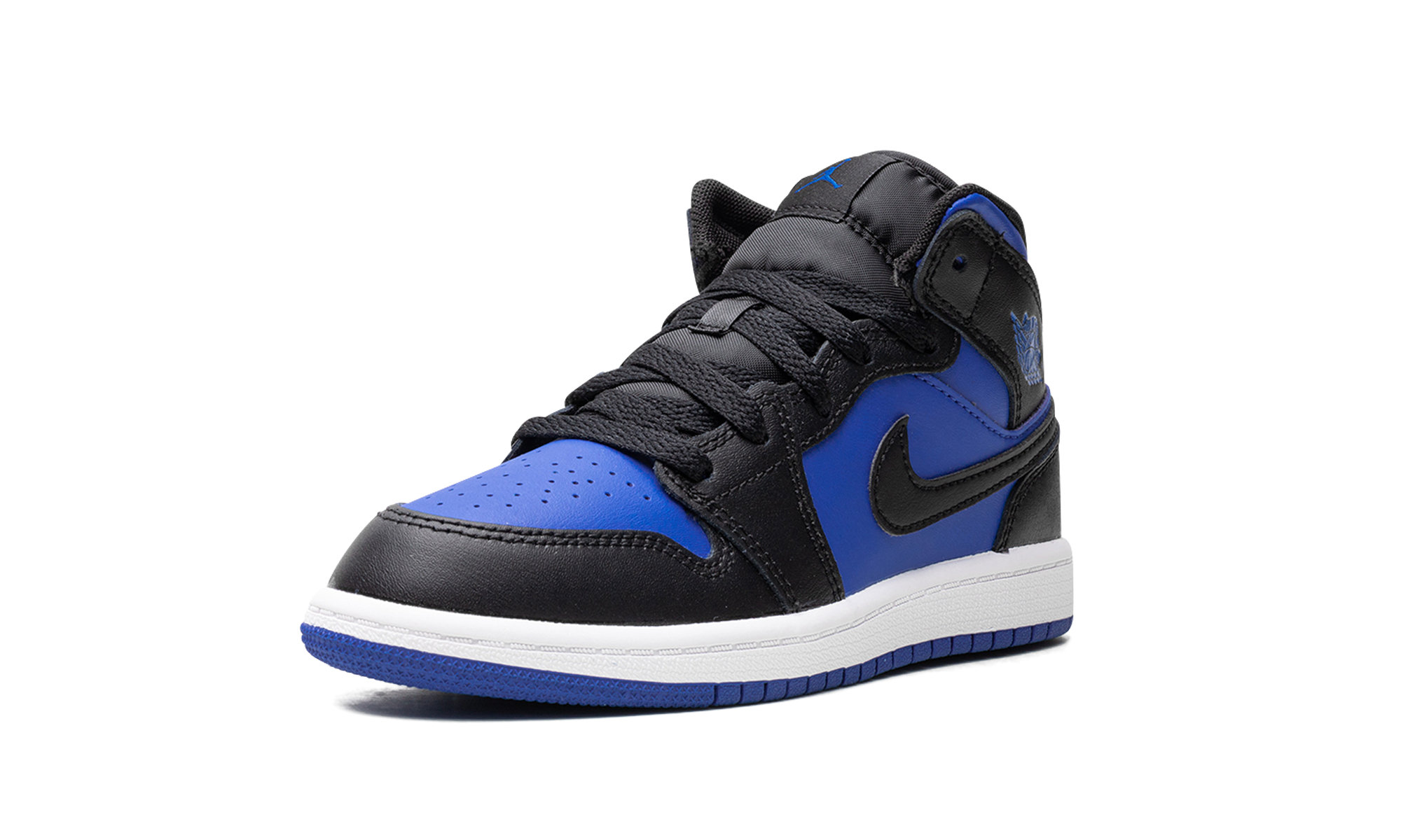 jordan 1 mid black royal blue ps+DQ8424-042+left diagnol single view