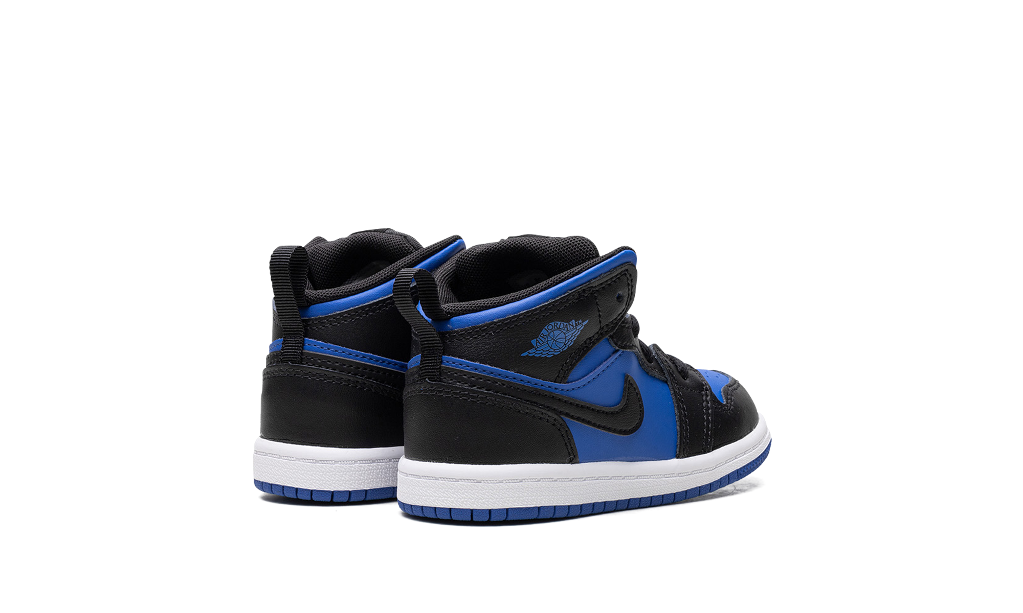 jordan 1 mid black royal blue td+DQ8425-042+diagnol right behind view
