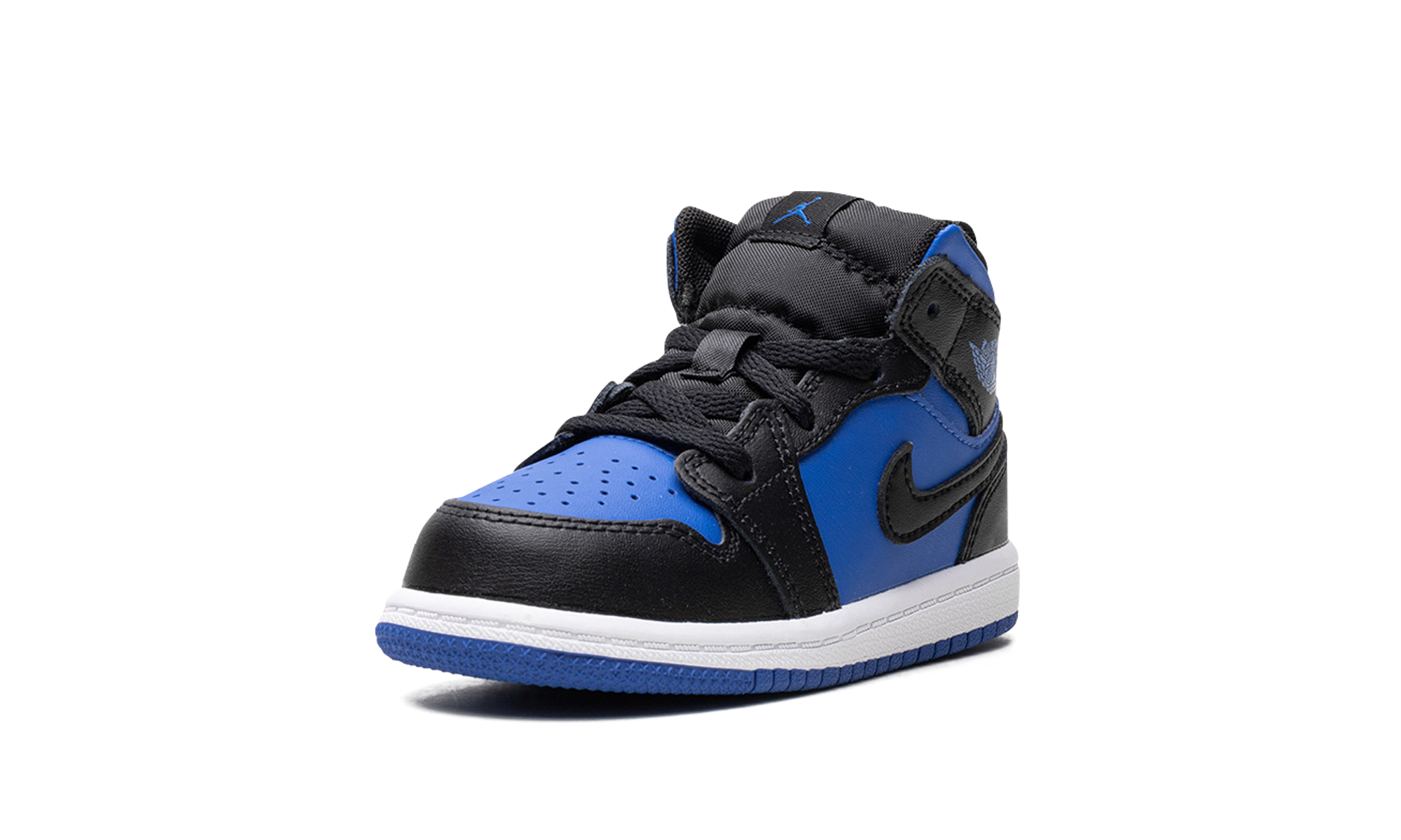 jordan 1 mid black royal blue td+DQ8425-042+left diagnol single view
