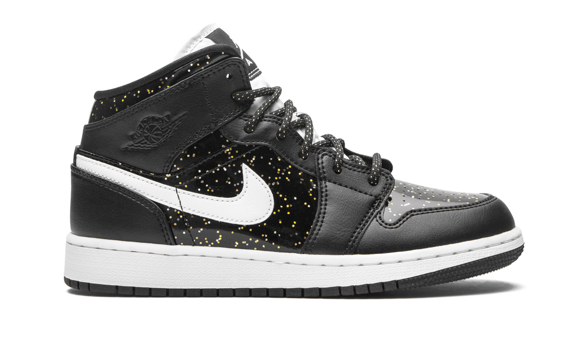 jordan 1 mid black speckle gs+AV5174-001+right view