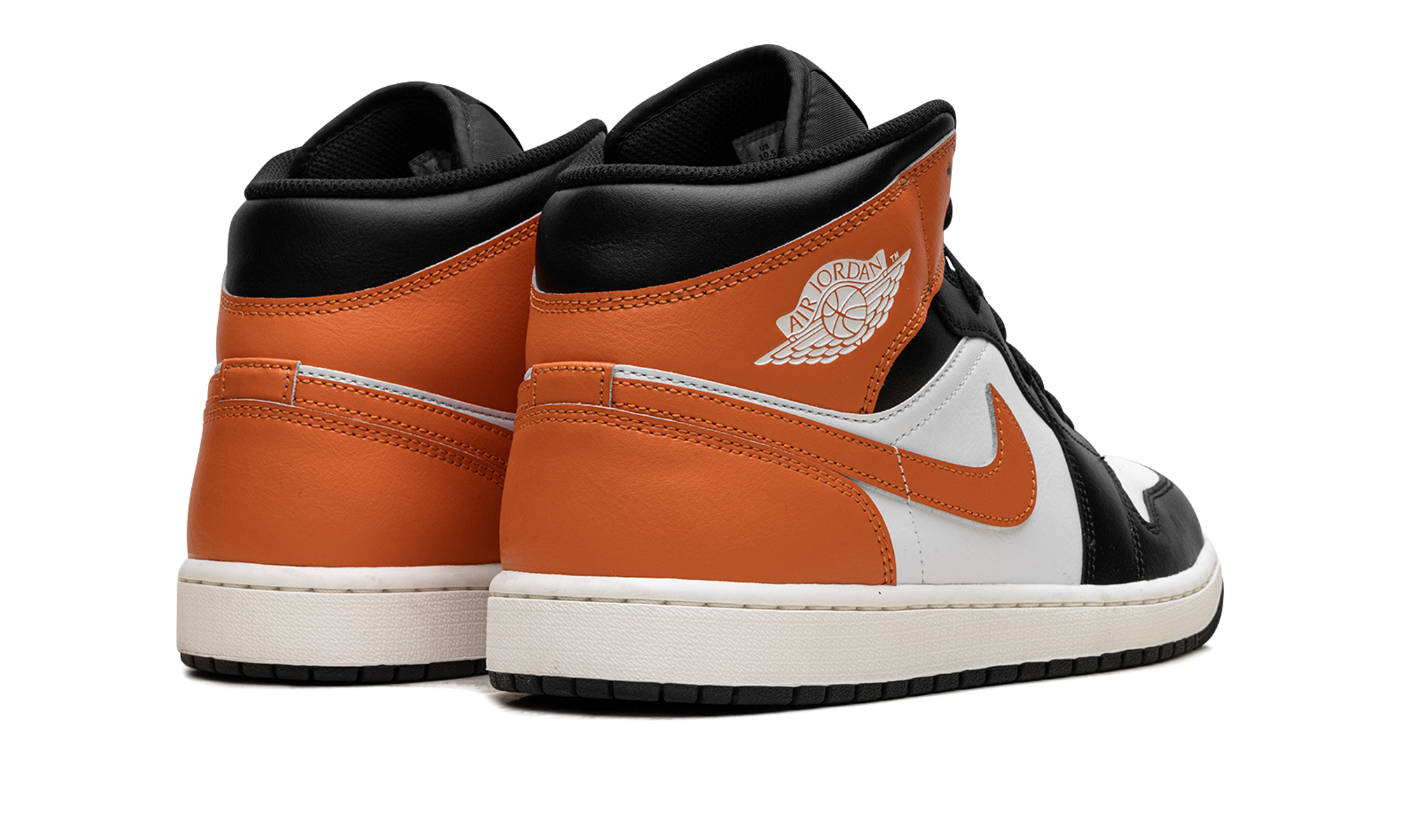 jordan 1 mid black toe starfish+DQ8426-801+diagnol right behind view