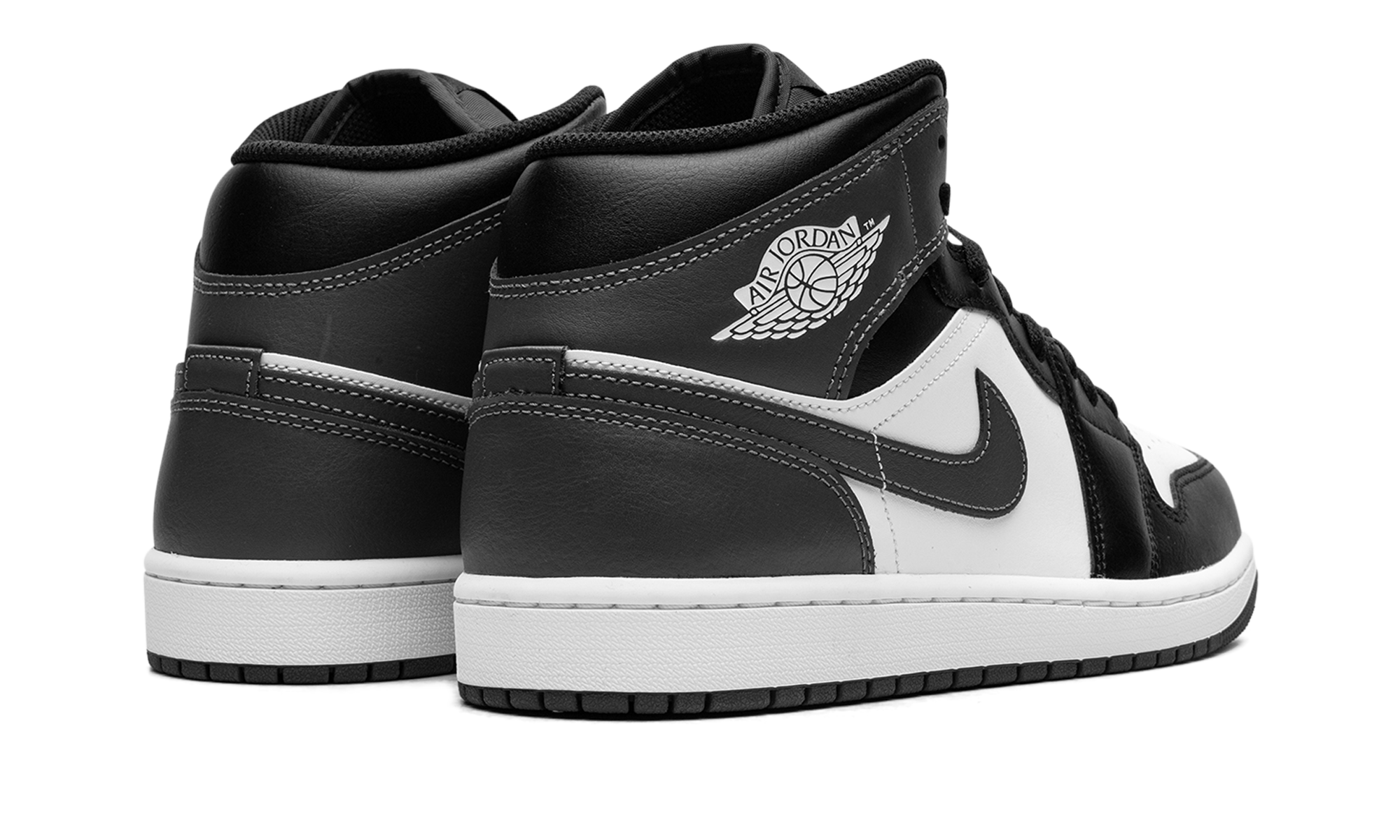 jordan 1 mid black white iron grey+DQ8426-001+diagnol right behind view