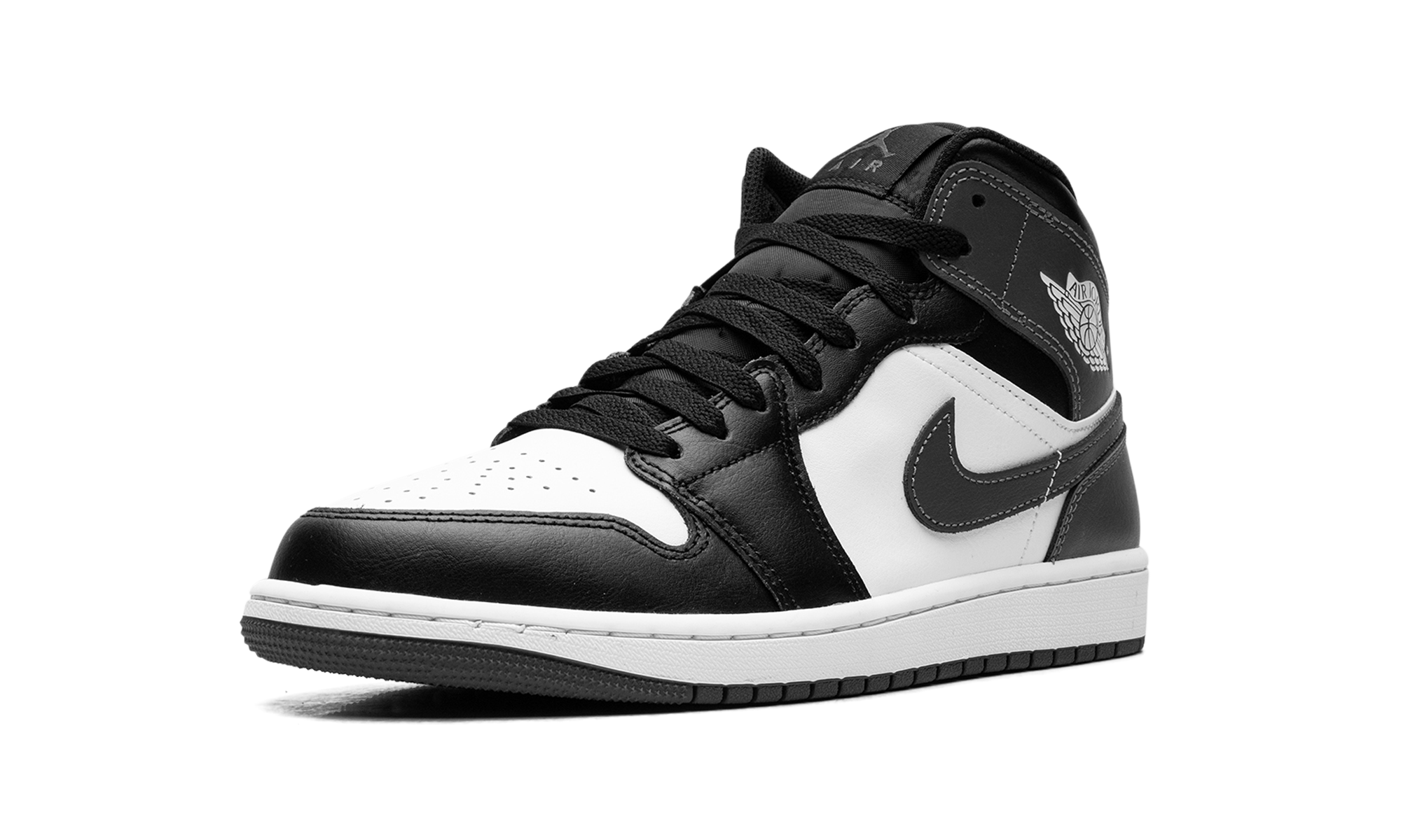 jordan 1 mid black white iron grey+DQ8426-001+left diagnol single view