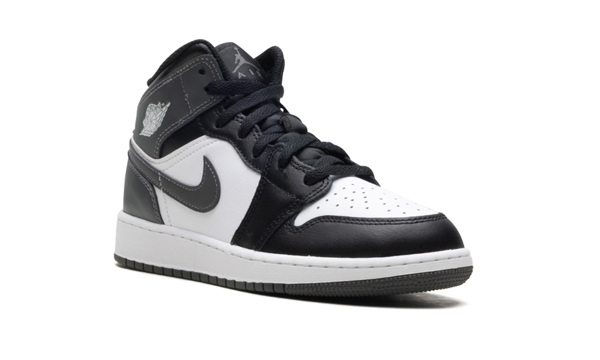 jordan 1 mid black white iron grey gs+DQ8423-001+diagnol right view