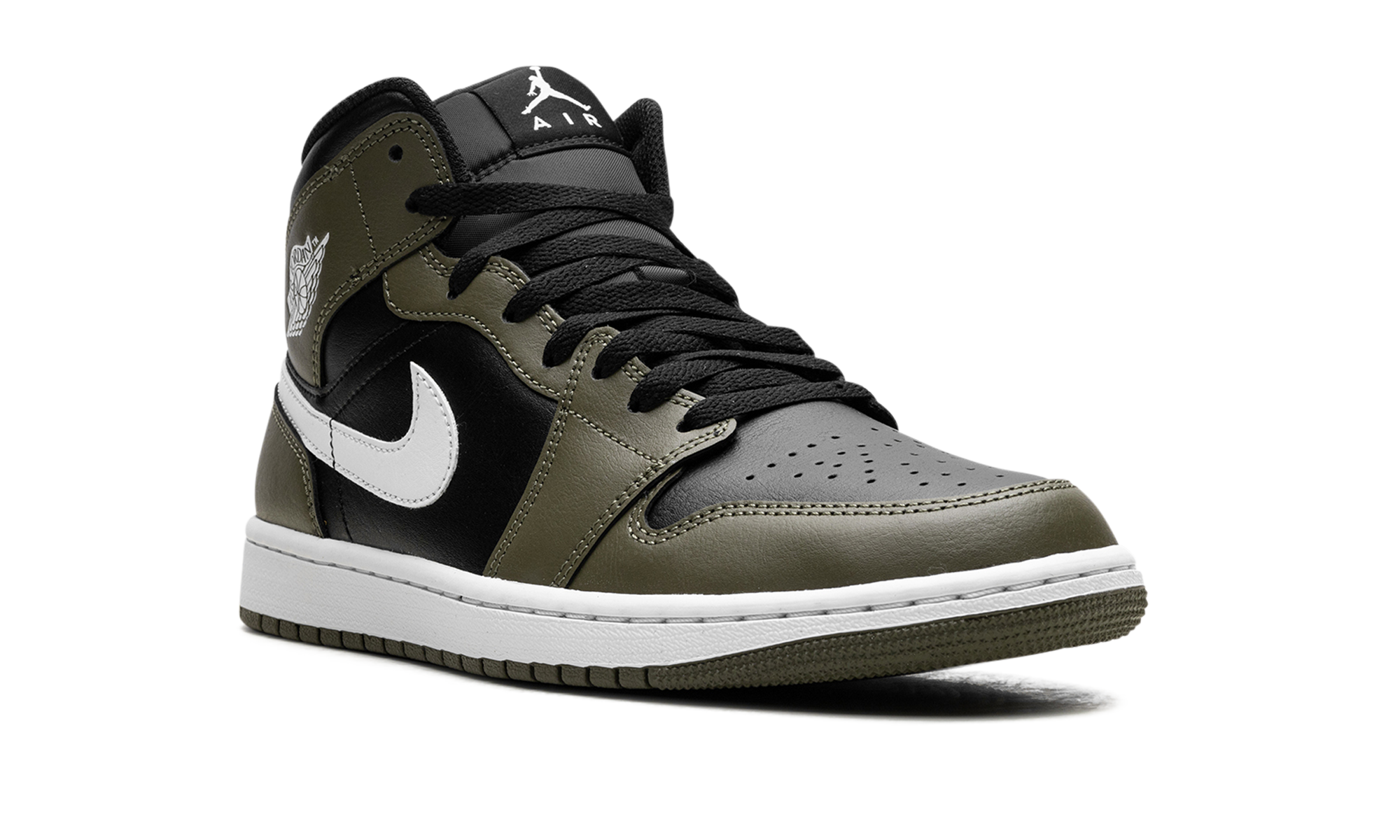 jordan 1 mid black white olive+DQ8426-092+diagnol right view