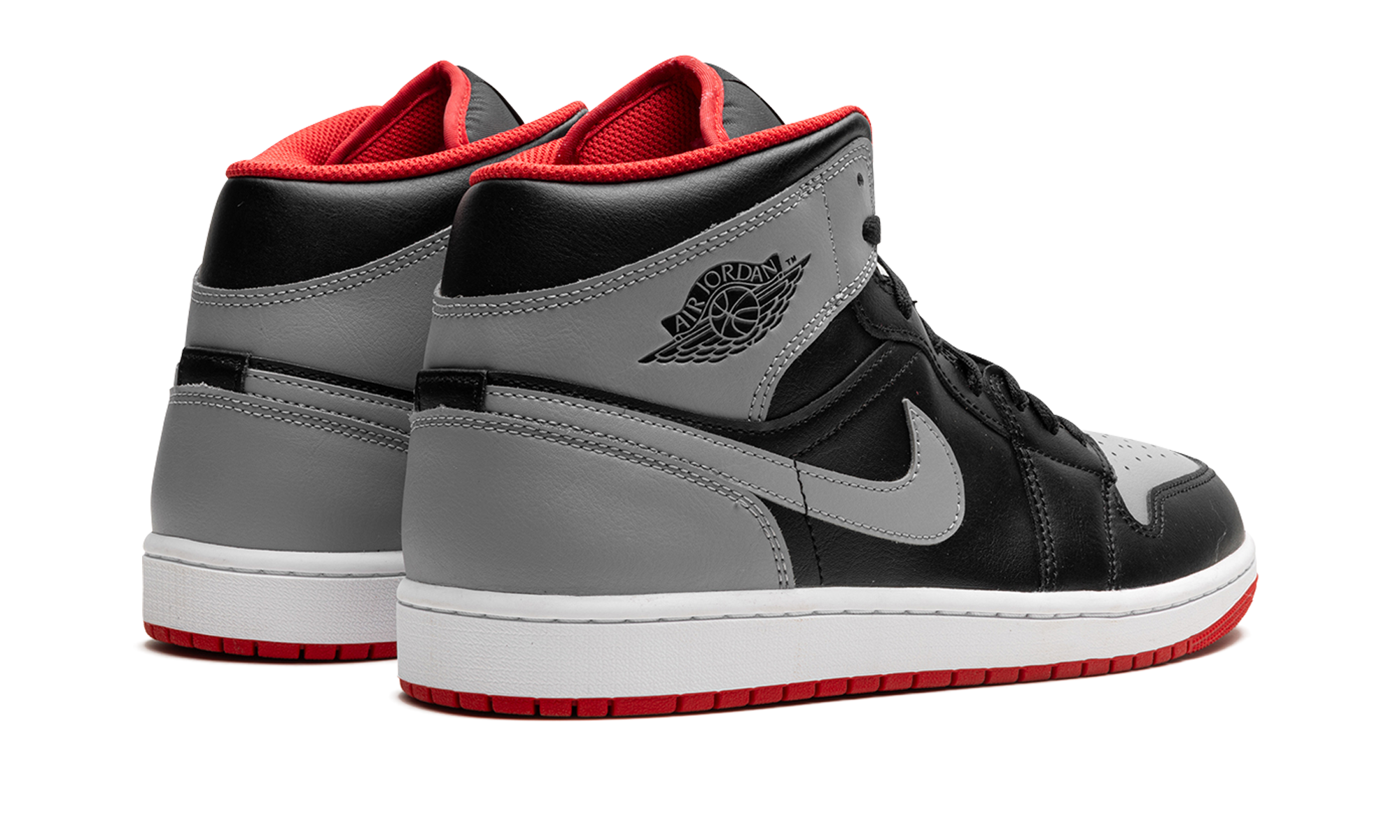 jordan 1 mid bred shadow+DQ8426-006+diagnol right behind view