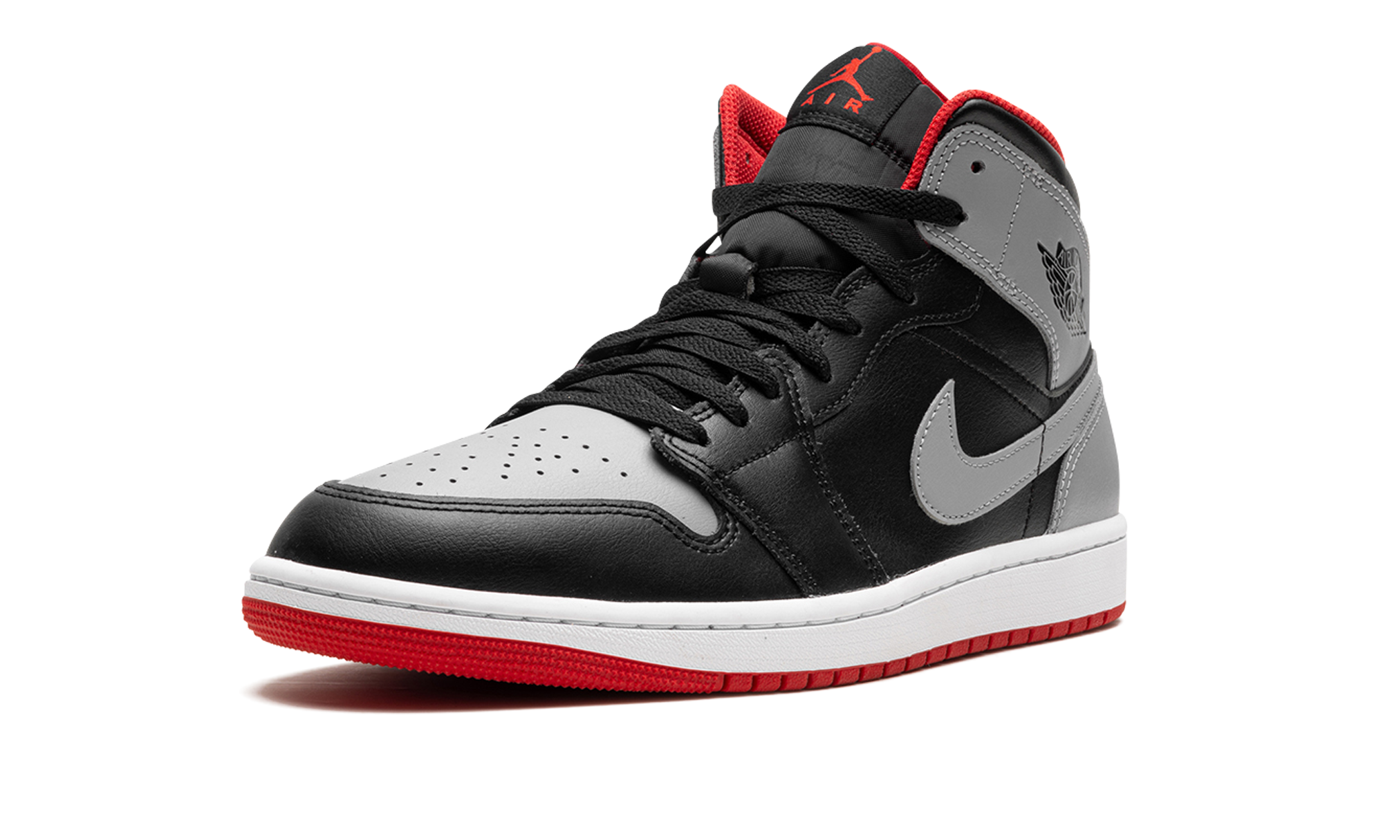 jordan 1 mid bred shadow+DQ8426-006+left diagnol single view