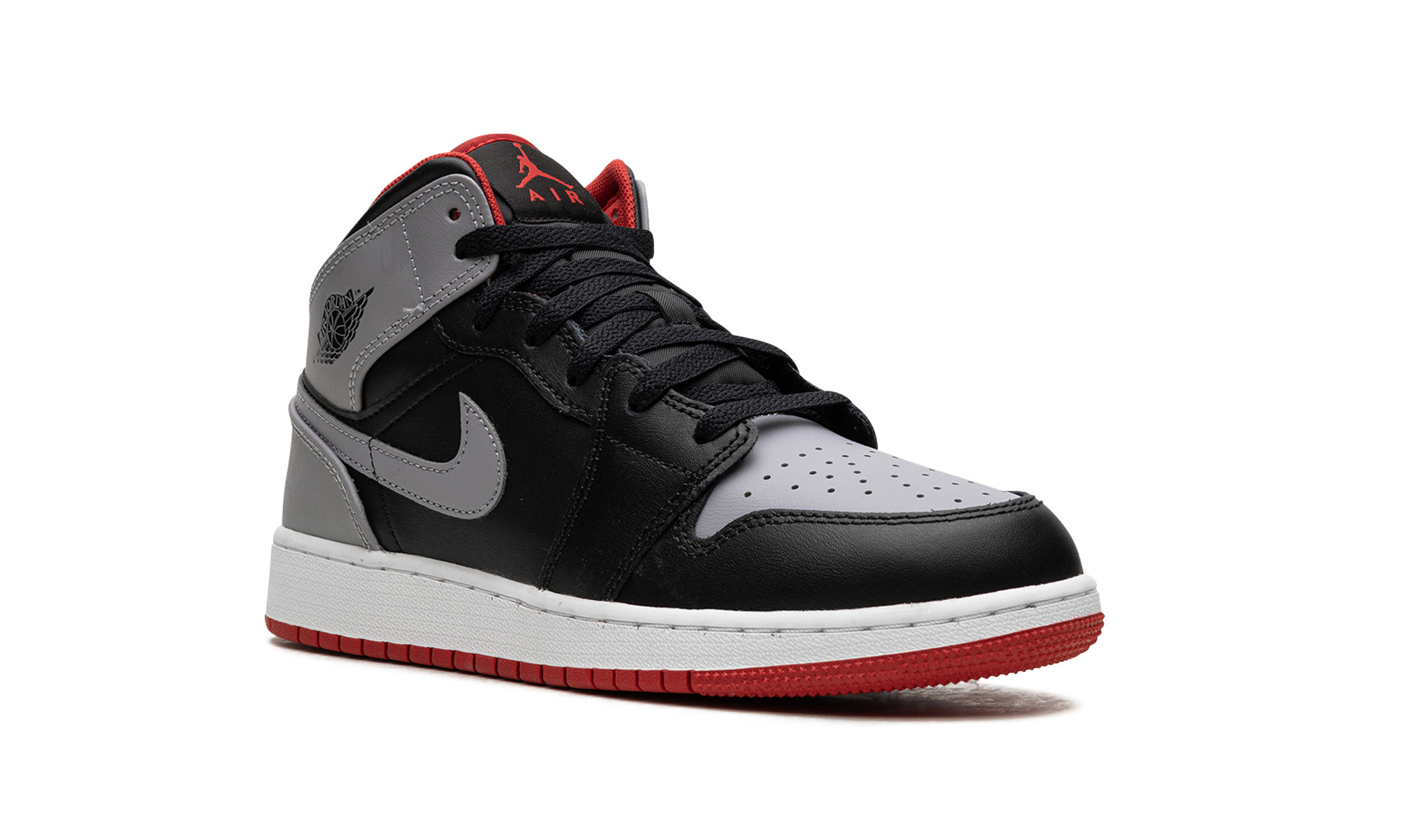jordan 1 mid bred shadow gs+DQ8423-006+diagnol right view
