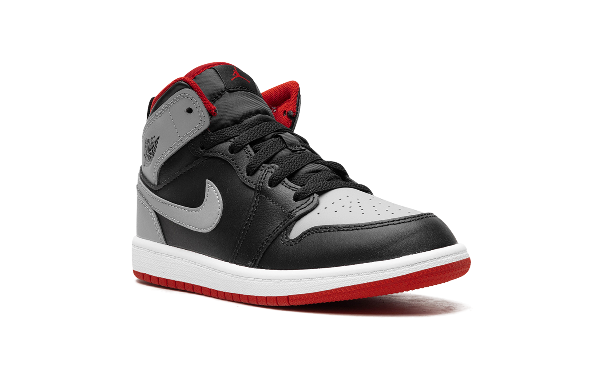 jordan 1 mid bred shadow ps+DQ8424-006+diagnol right view