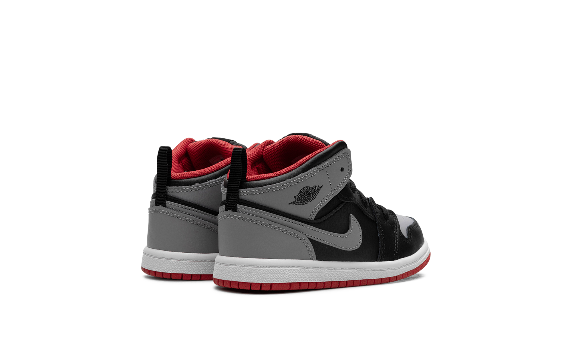 jordan 1 mid bred shadow td+DQ8425-006+diagnol right behind view