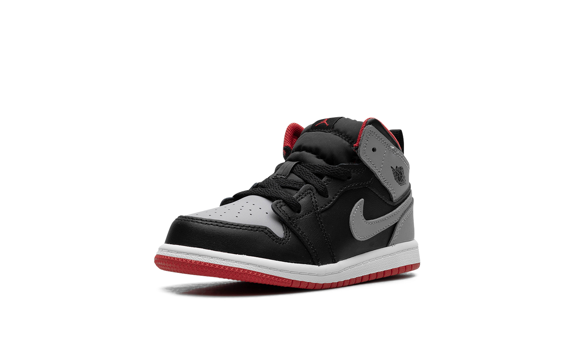 jordan 1 mid bred shadow td+DQ8425-006+left diagnol single view