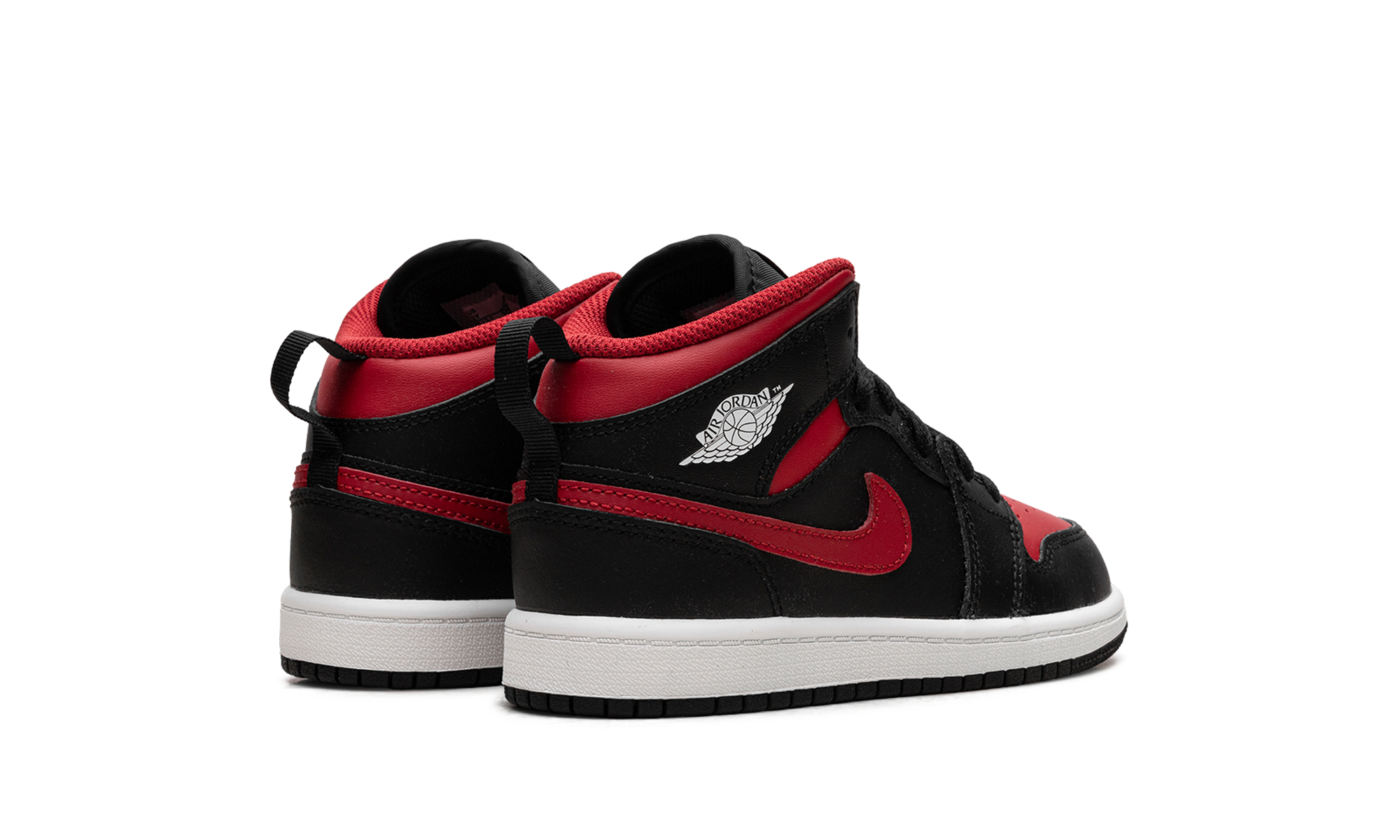jordan 1 mid bred twist ps+DQ8424-067+diagnol right behind view