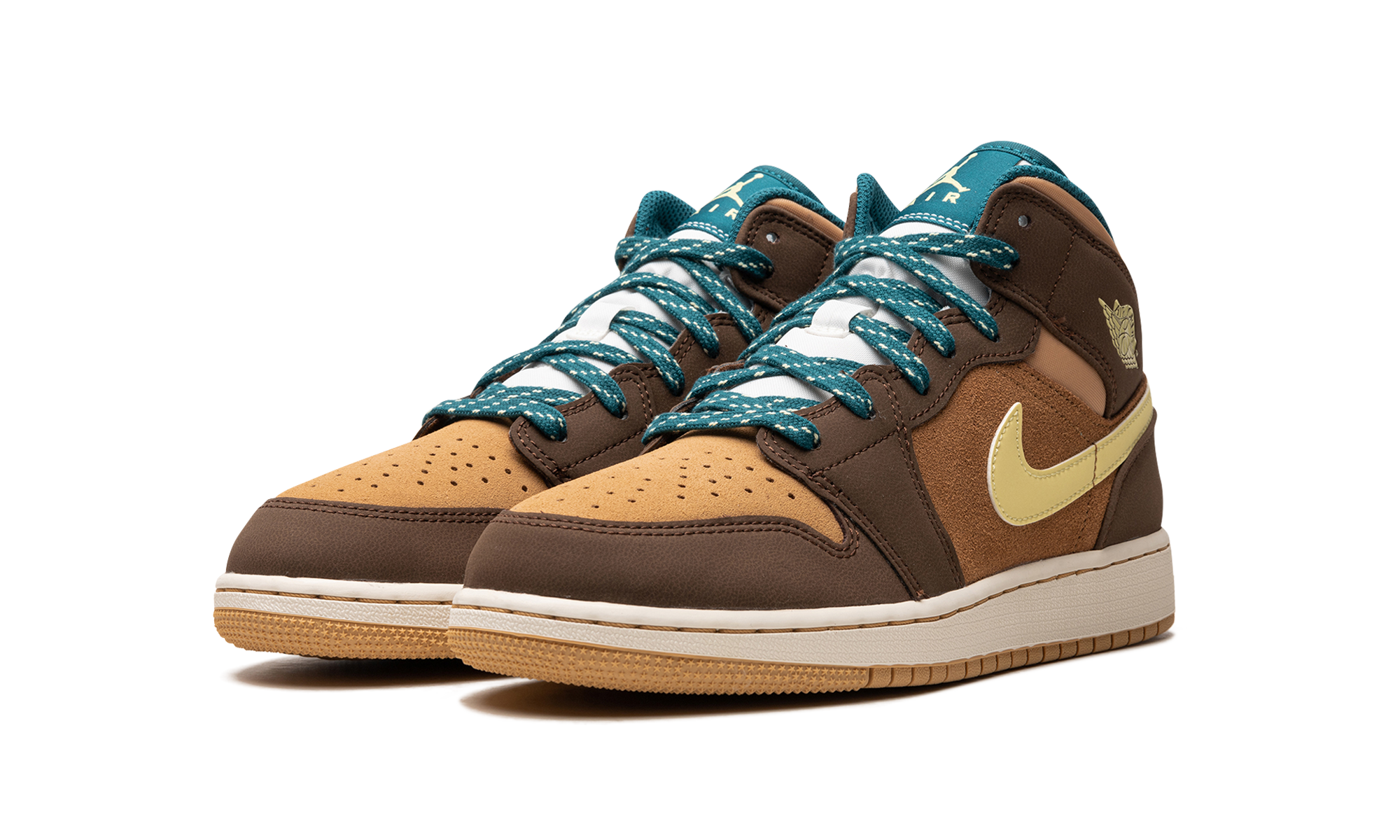 jordan 1 mid cacao wow gs+DZ6335-200+diagnol left view