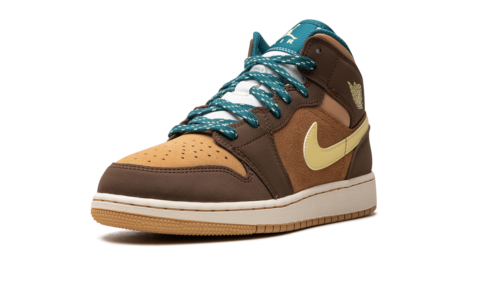 jordan 1 mid cacao wow gs+DZ6335-200+left diagnol single view