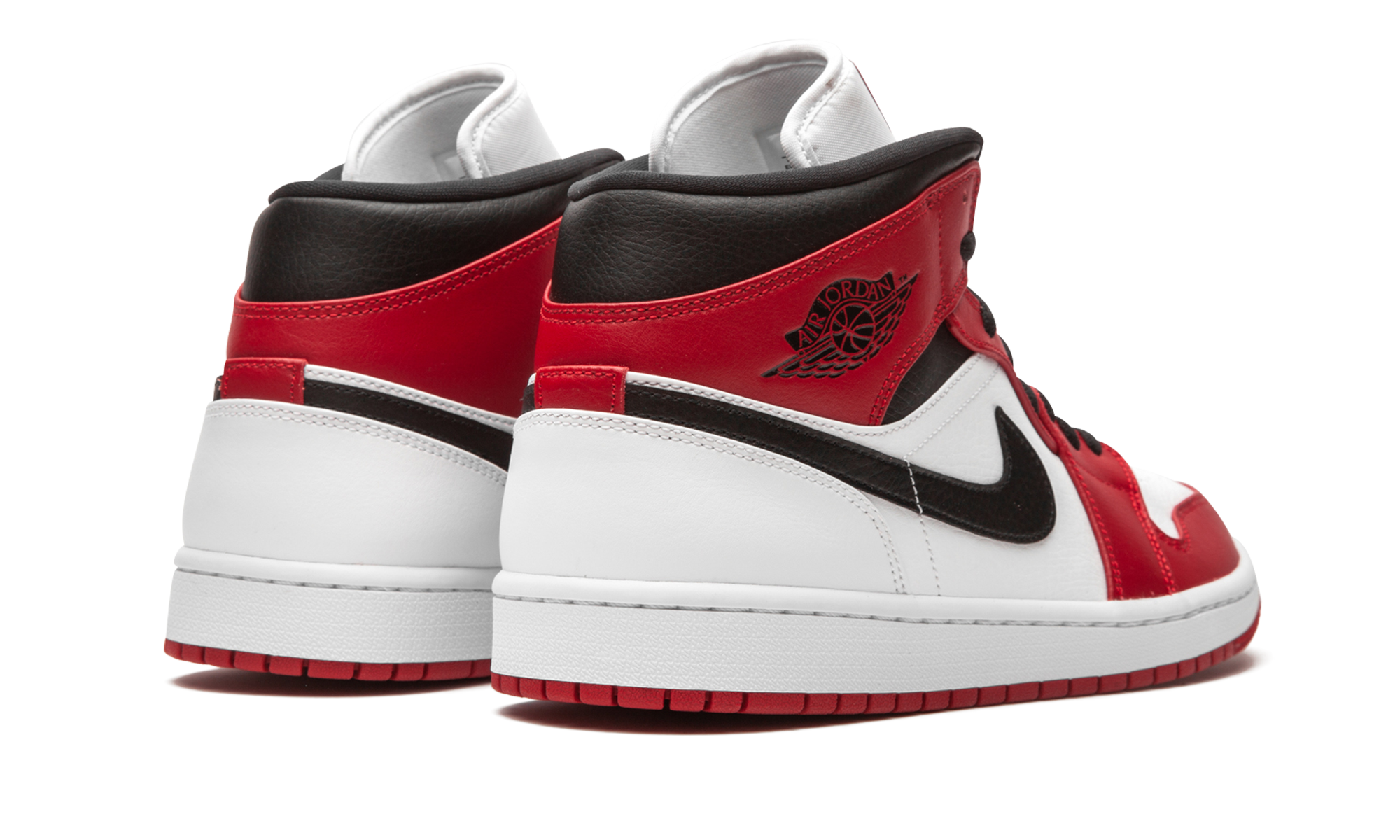 jordan 1 mid chicago 2020+554724-173+diagnol right behind view