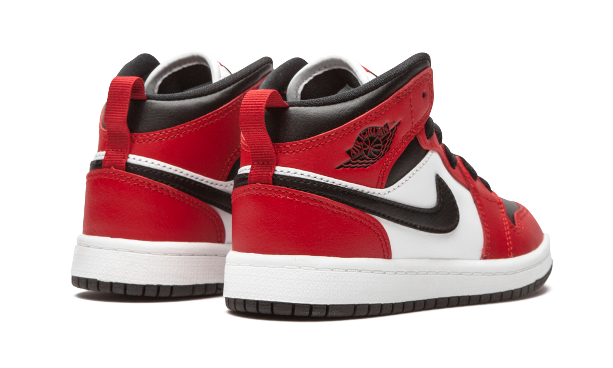 jordan 1 mid chicago toe ps+640734-069+diagnol right behind view