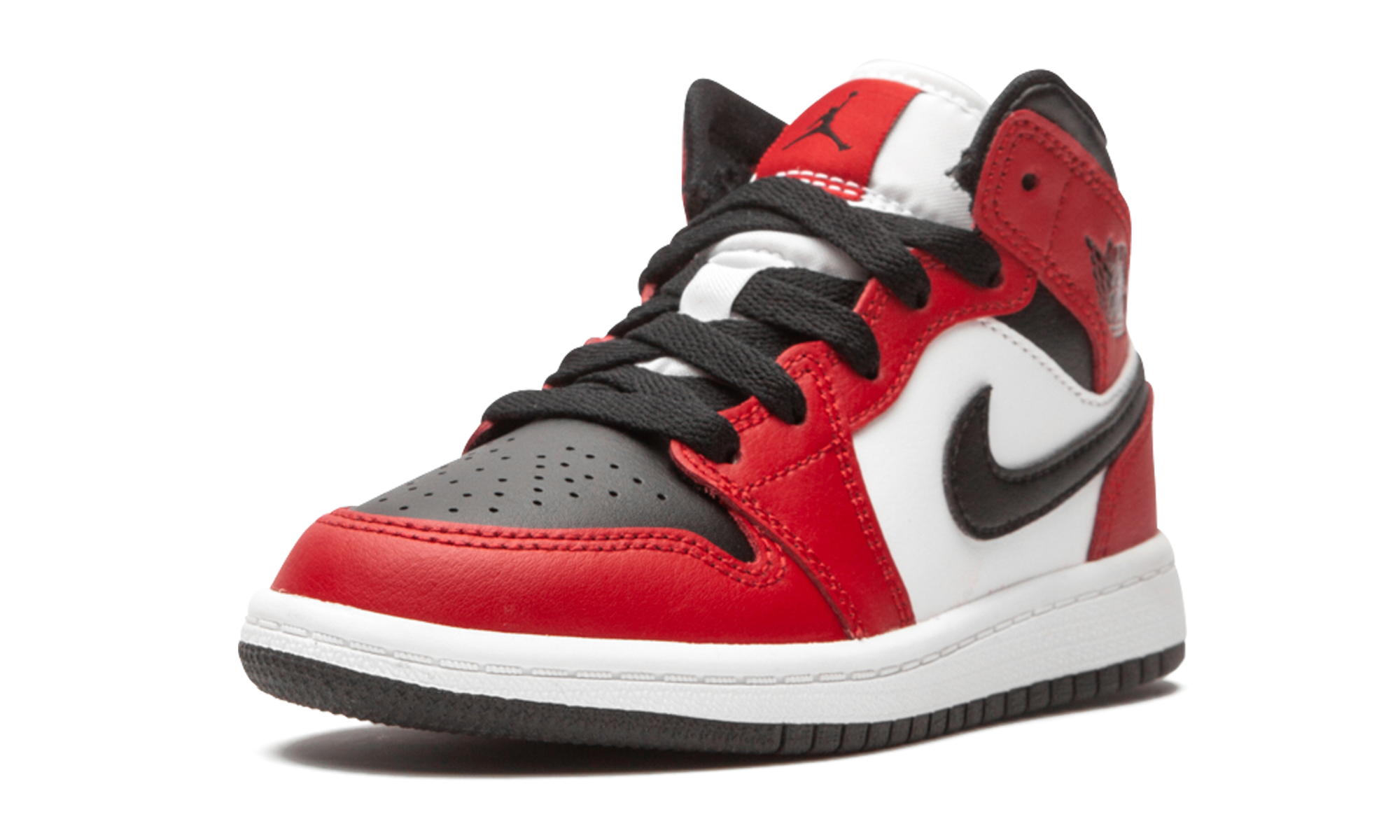 jordan 1 mid chicago toe ps+640734-069+left diagnol single view