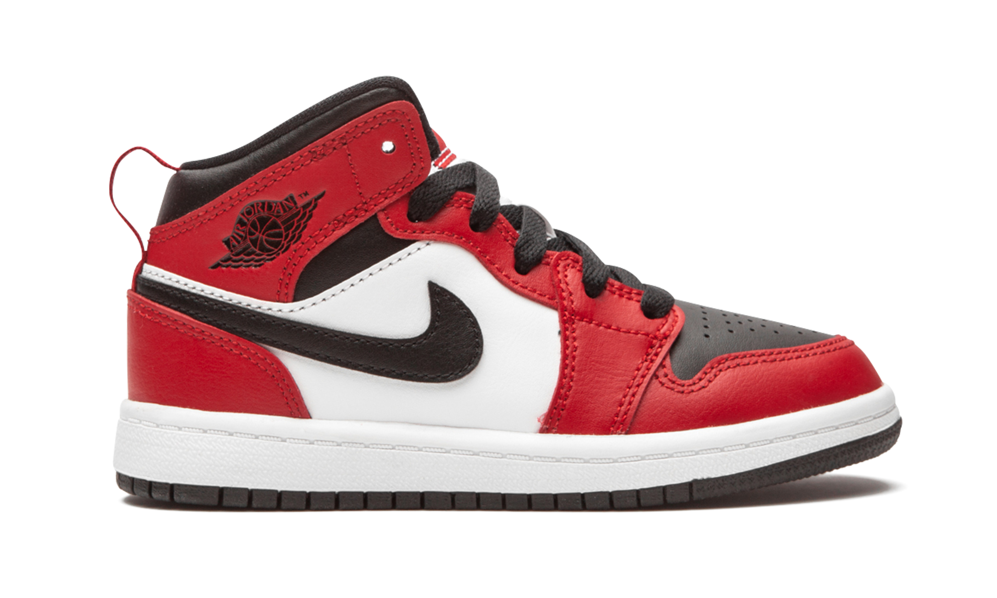 jordan 1 mid chicago toe ps+640734-069+right view