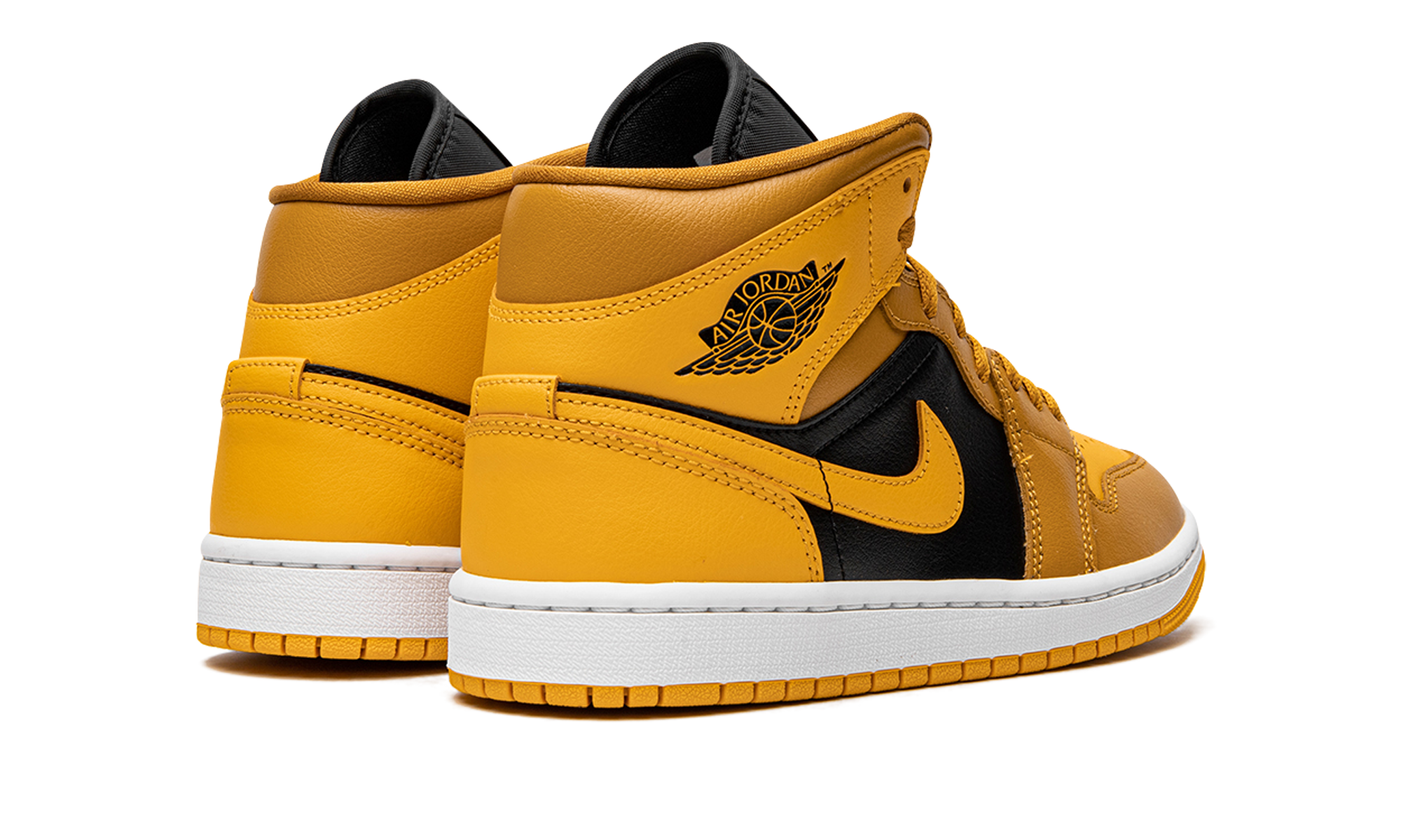 jordan 1 mid chutney taxi women s+BQ6472-700+diagnol right behind view