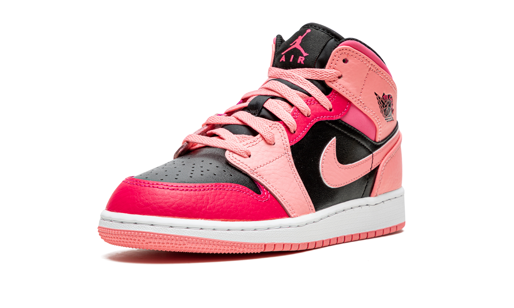 jordan 1 mid coral chalk gs+554725-662+left diagnol single view