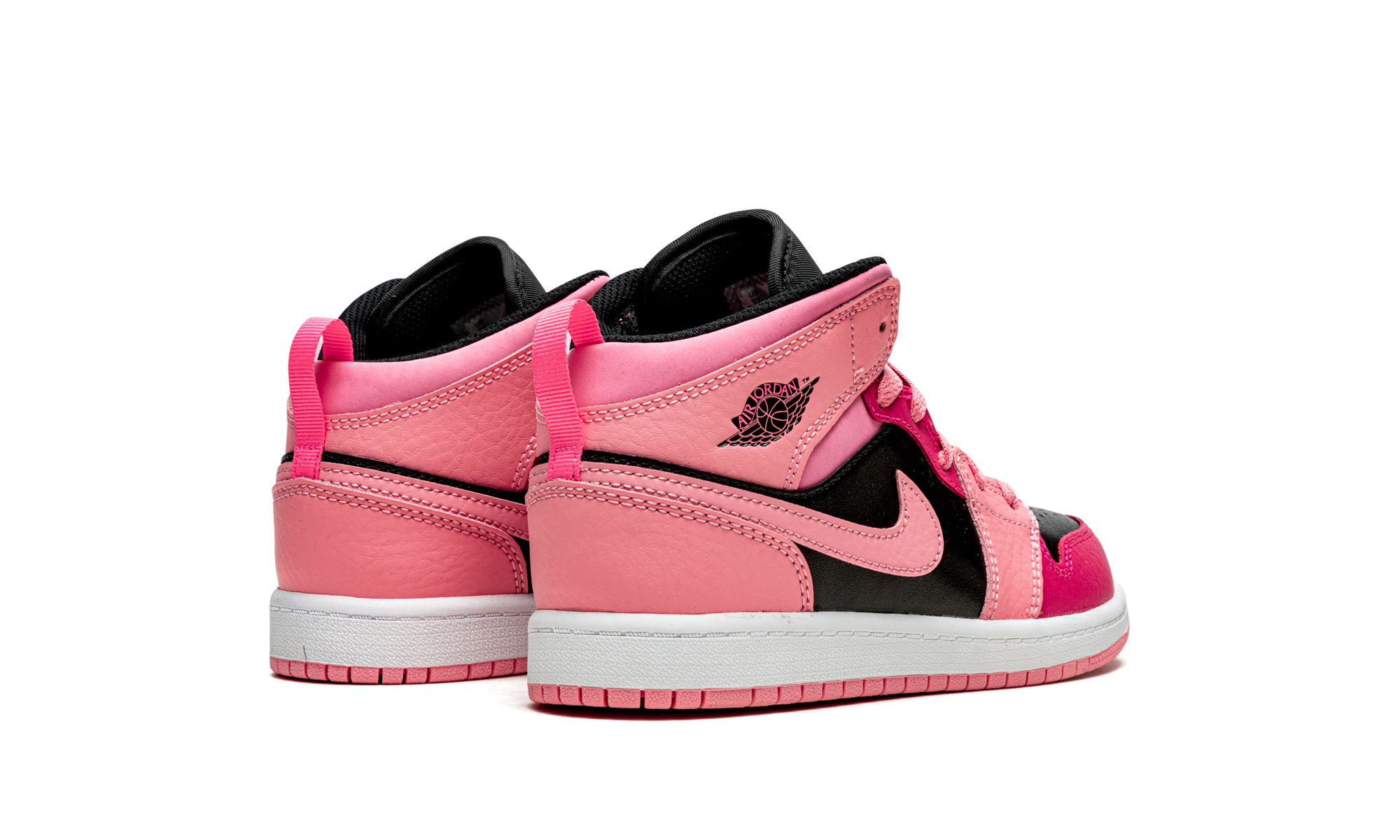 jordan 1 mid coral chalk ps+640734-662+diagnol right behind view