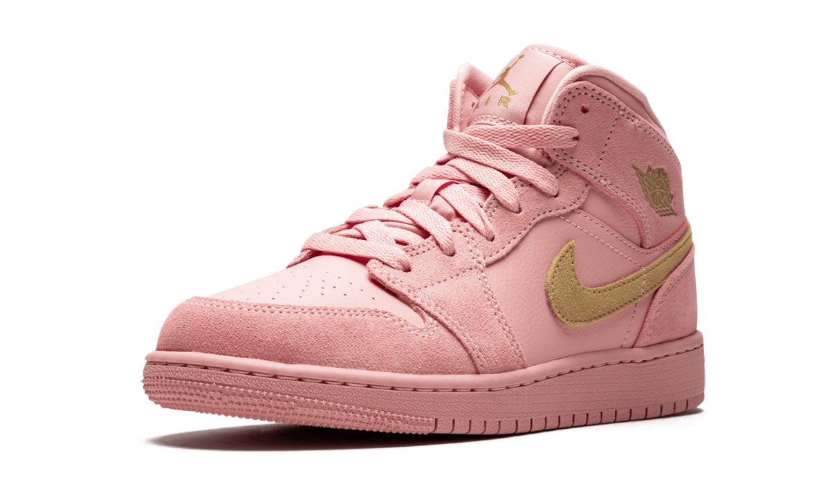 jordan 1 mid coral gold gs+BQ6931-600+left diagnol single view