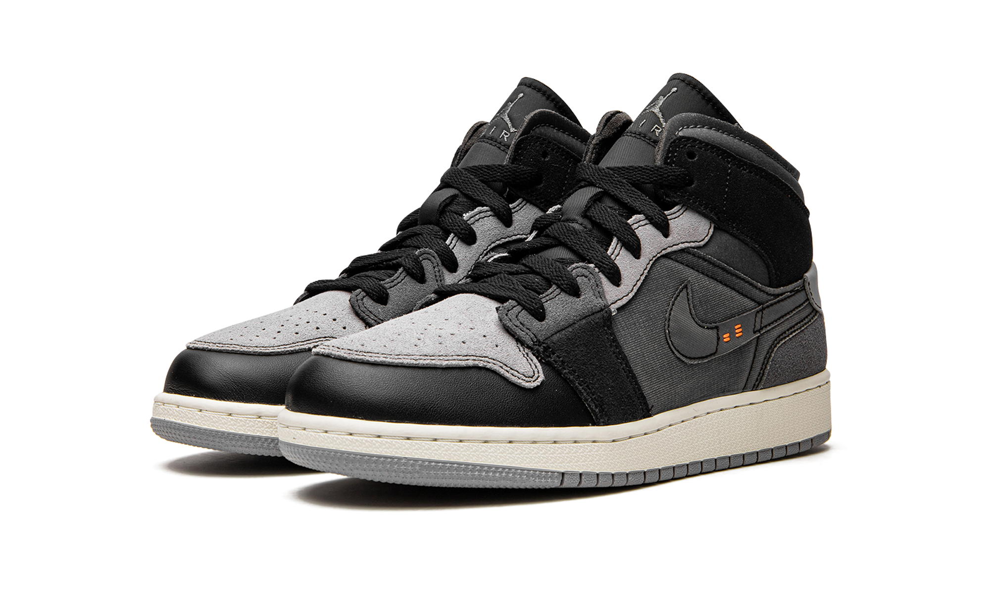 jordan 1 mid craft inside out black gs+DV0438-001+diagnol left view