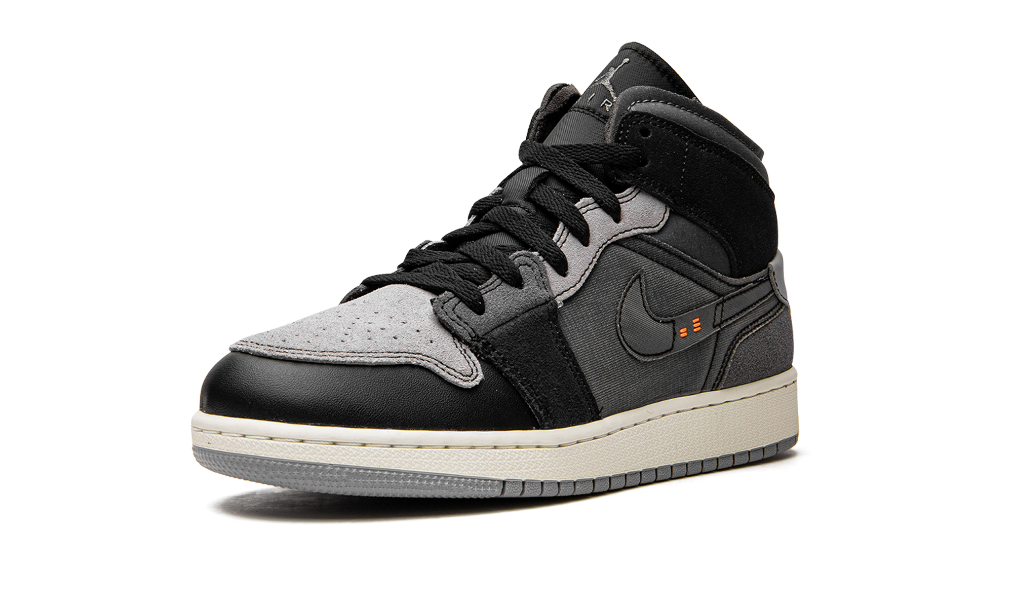 jordan 1 mid craft inside out black gs+DV0438-001+left diagnol single view