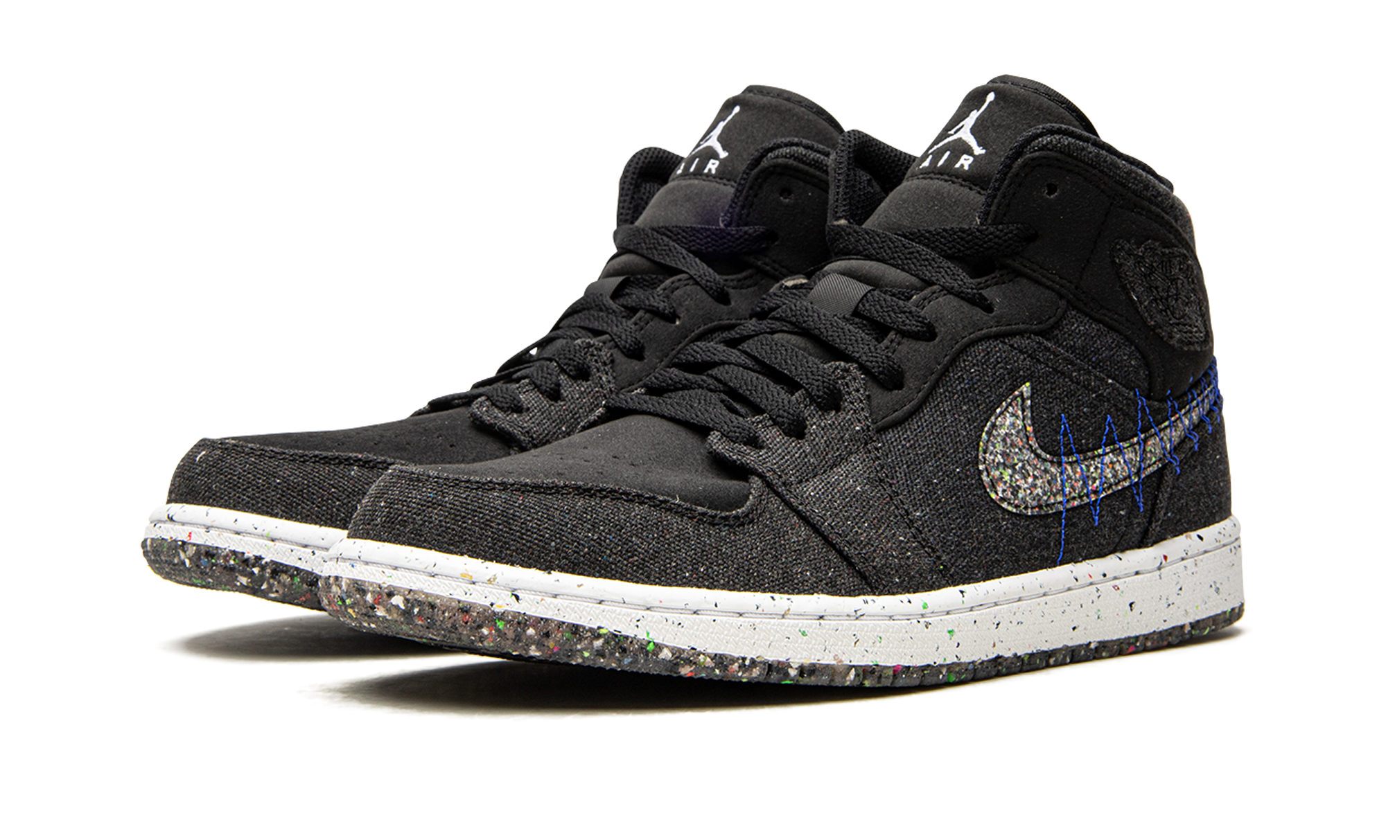 jordan 1 mid crater black+DM3529-001+diagnol left view