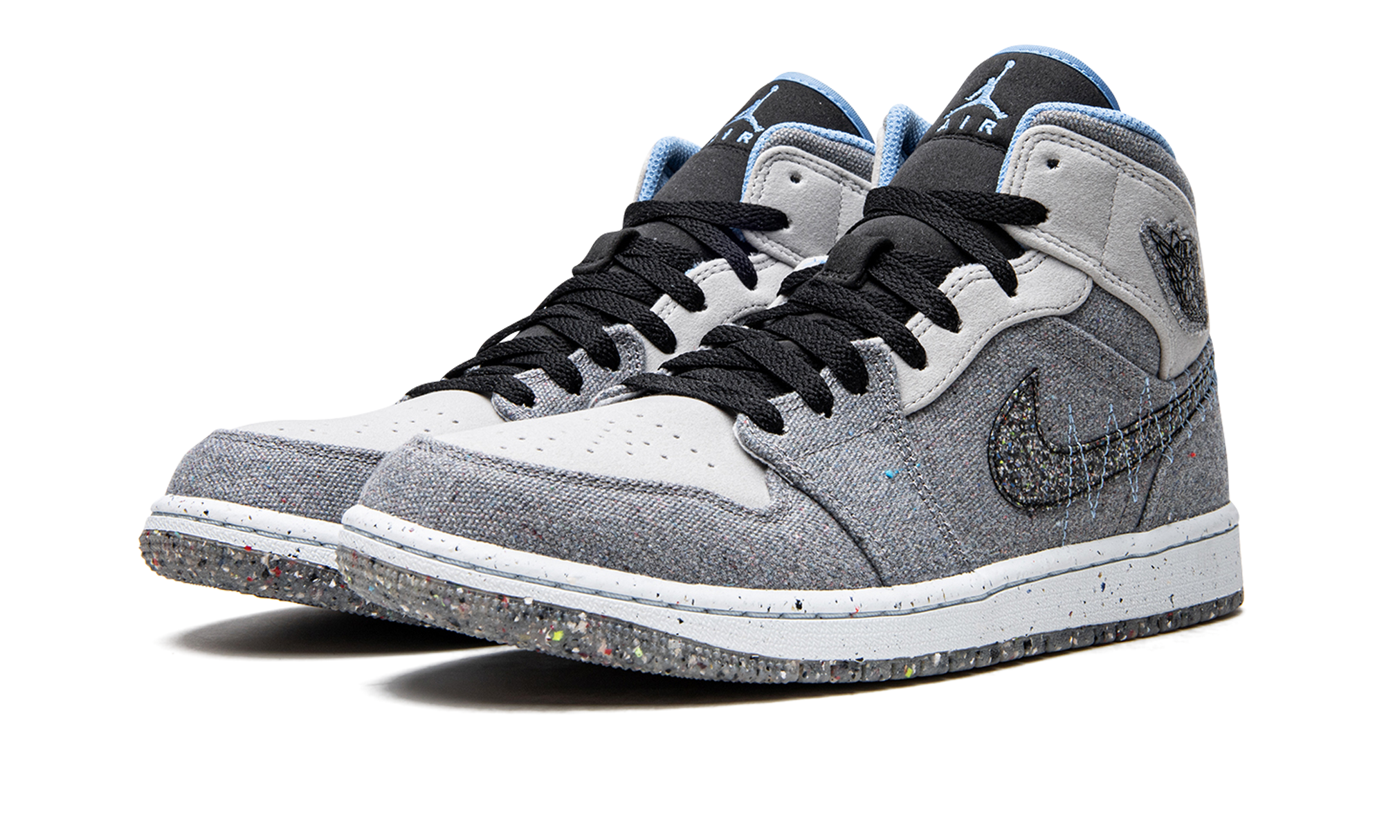 jordan 1 mid crater grey university blue+DM3529-004+diagnol left view
