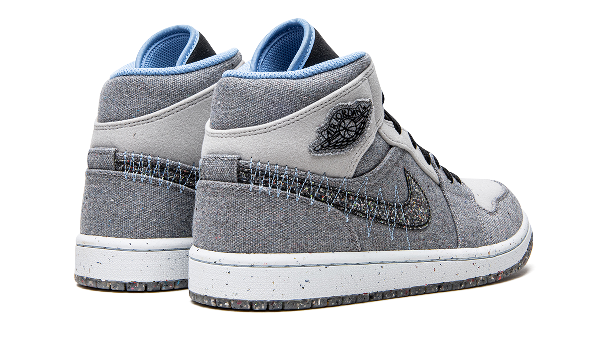 jordan 1 mid crater grey university blue+DM3529-004+diagnol right behind view