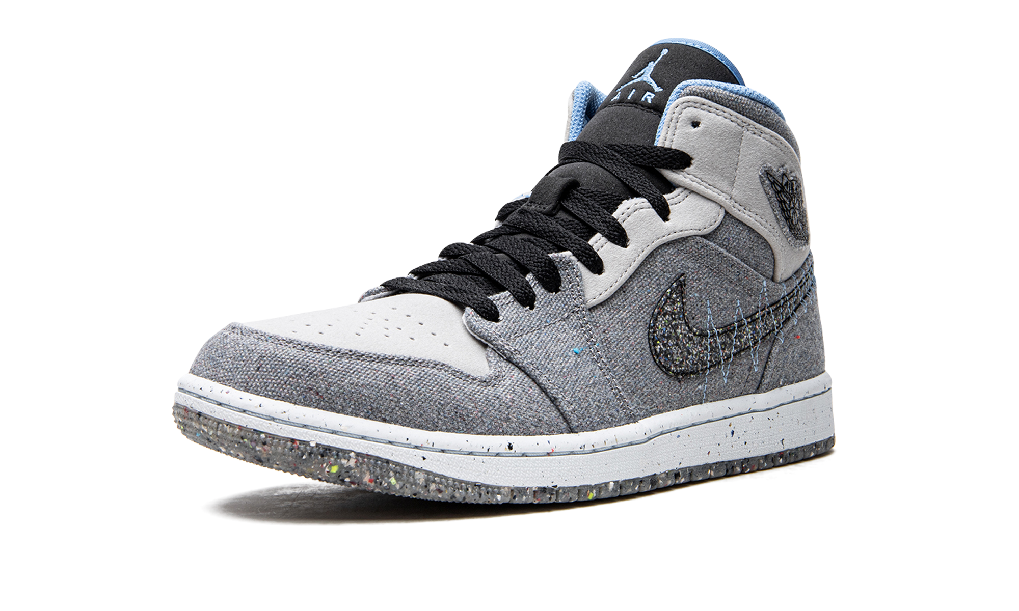 jordan 1 mid crater grey university blue+DM3529-004+left diagnol single view