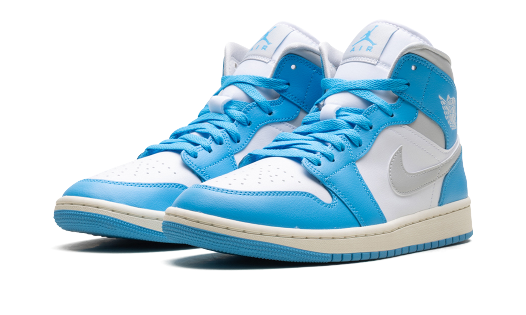 jordan 1 mid dark powder blue white sail neutral grey women s+BQ6472-400+diagnol left view