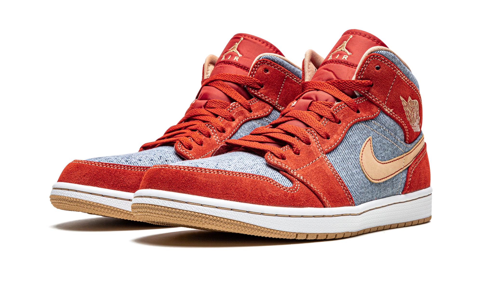jordan 1 mid denim red+DM4352-600+diagnol left view