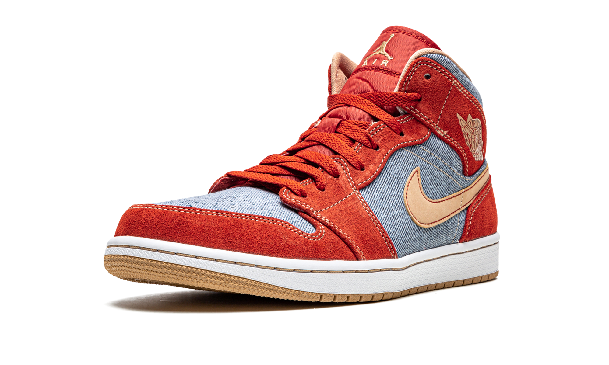 jordan 1 mid denim red+DM4352-600+left diagnol single view