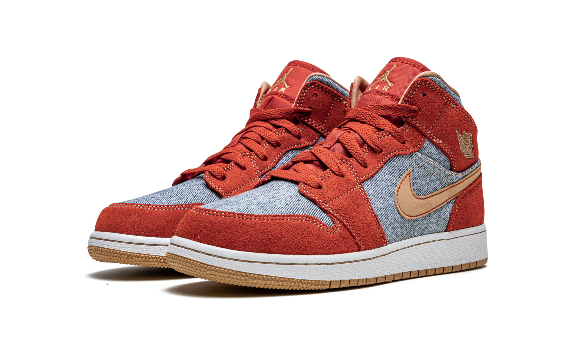 jordan 1 mid denim red gs+DM4384-600+diagnol left view