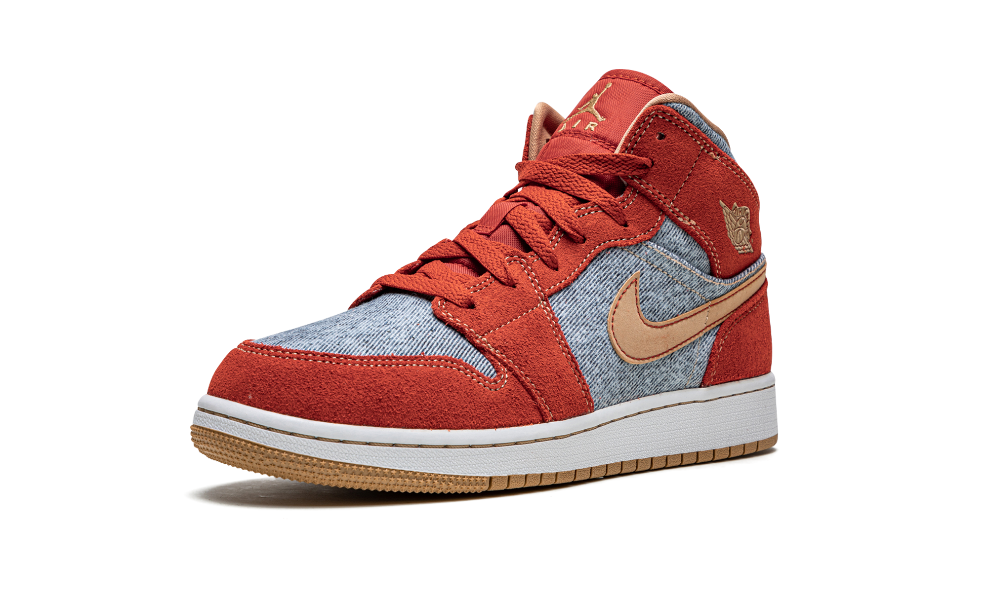 jordan 1 mid denim red gs+DM4384-600+left diagnol single view