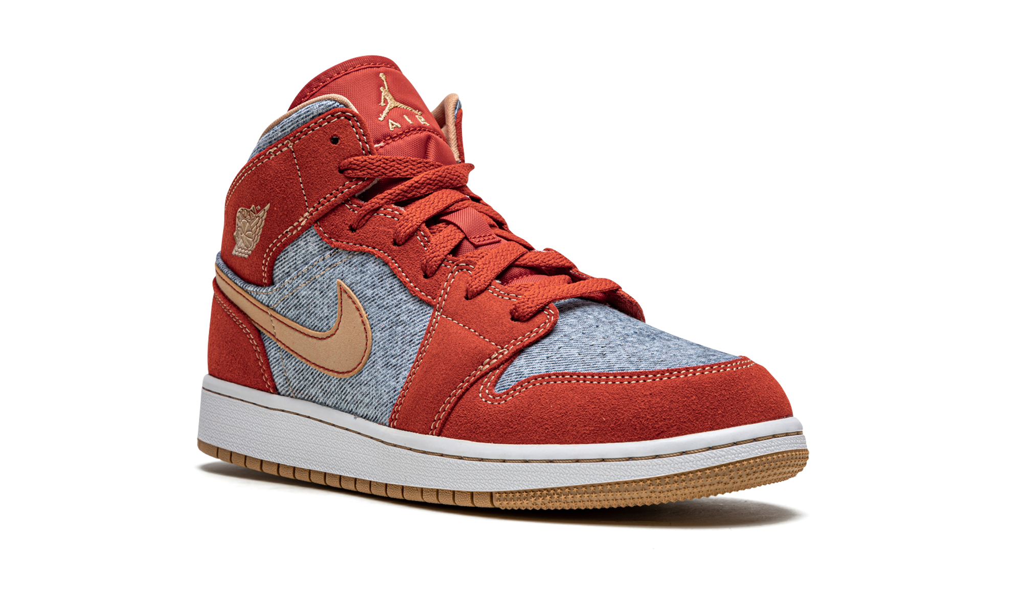 jordan 1 mid denim red gs+DM4384-600+diagnol right view