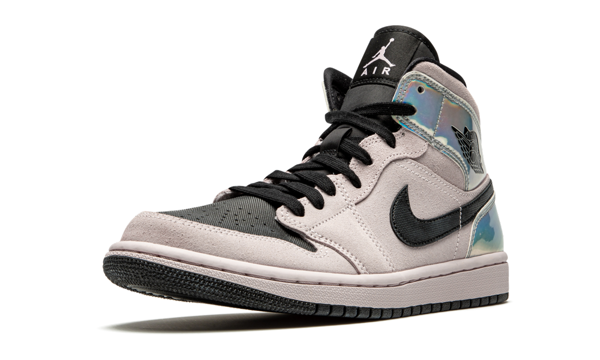 jordan 1 mid dirty powder iridescent women s+BQ6472-602+left diagnol single view