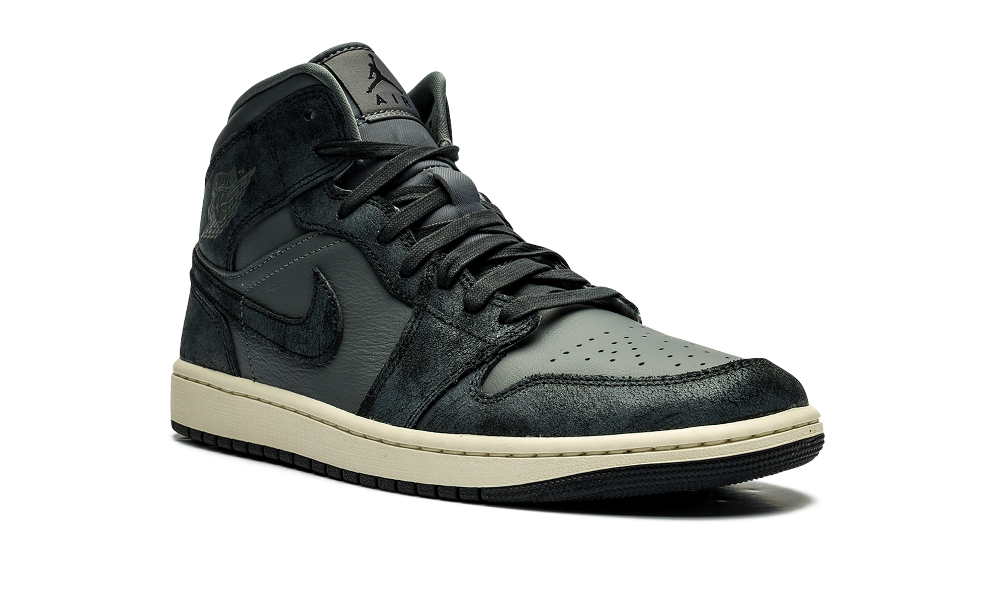 jordan 1 mid distressed smoke grey women s+FJ3448-001+diagnol right view