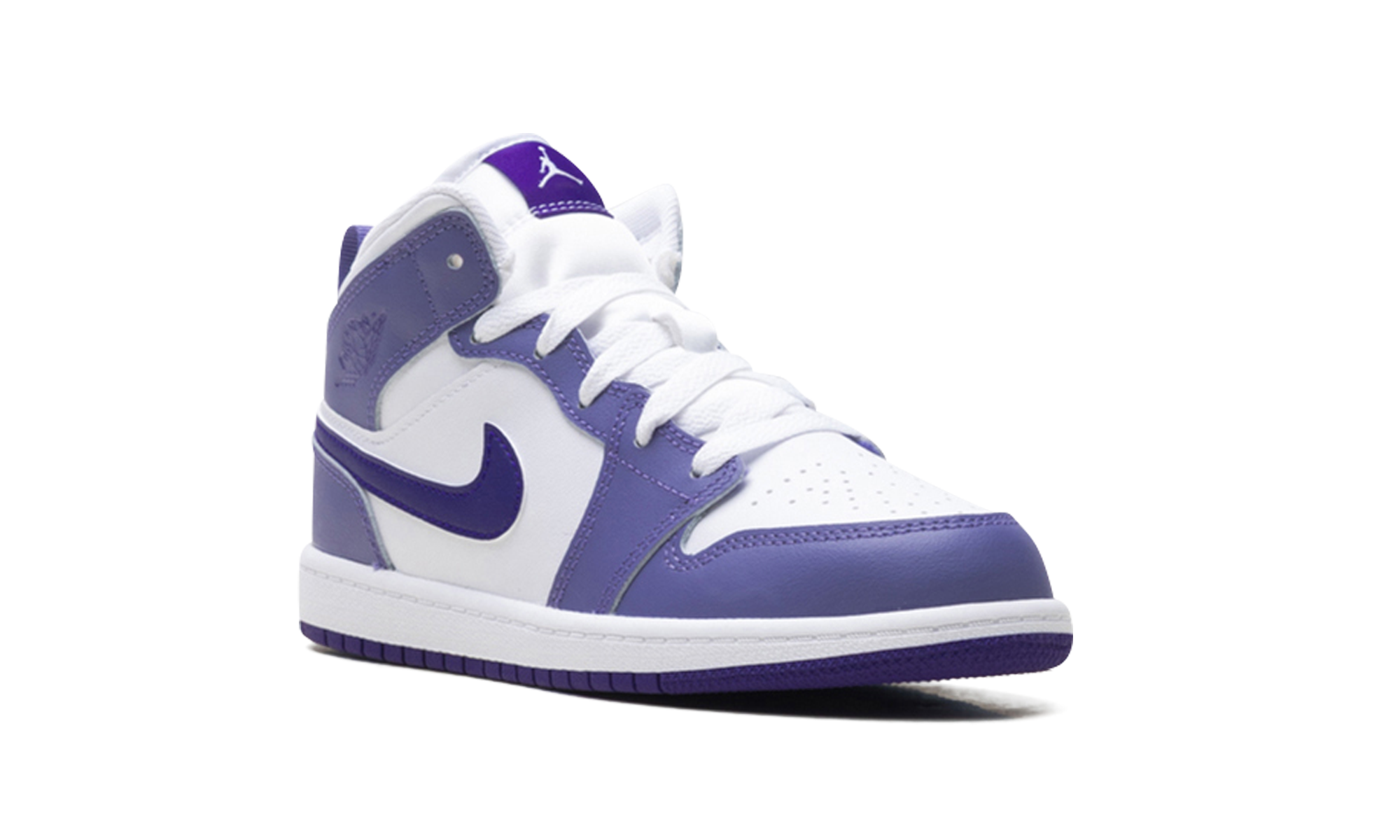 jordan 1 mid dusty amethyst white court purple ps+DQ8424-500+diagnol right view