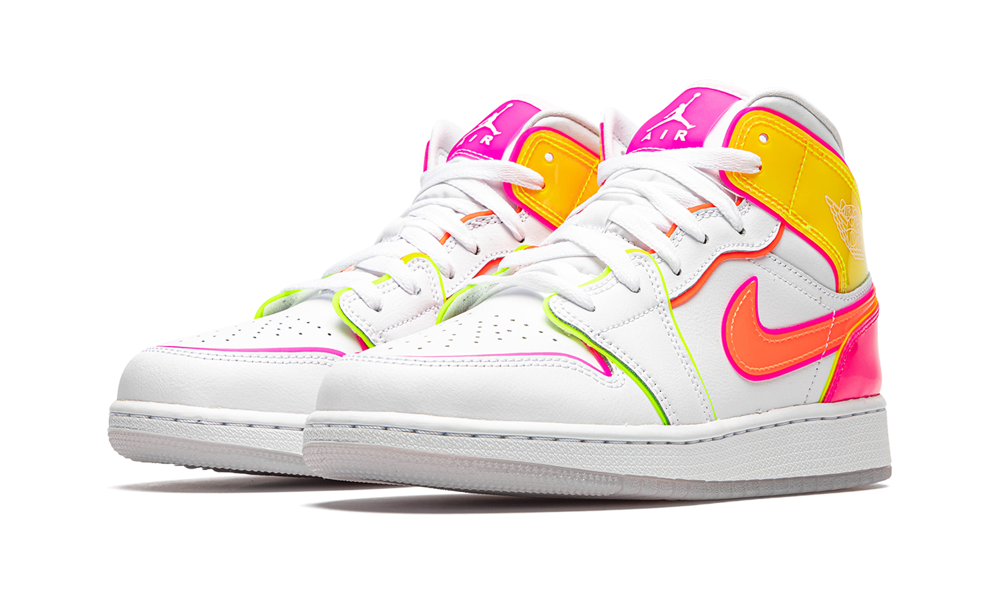 jordan 1 mid edge glow gs+CV4611-100+diagnol left view