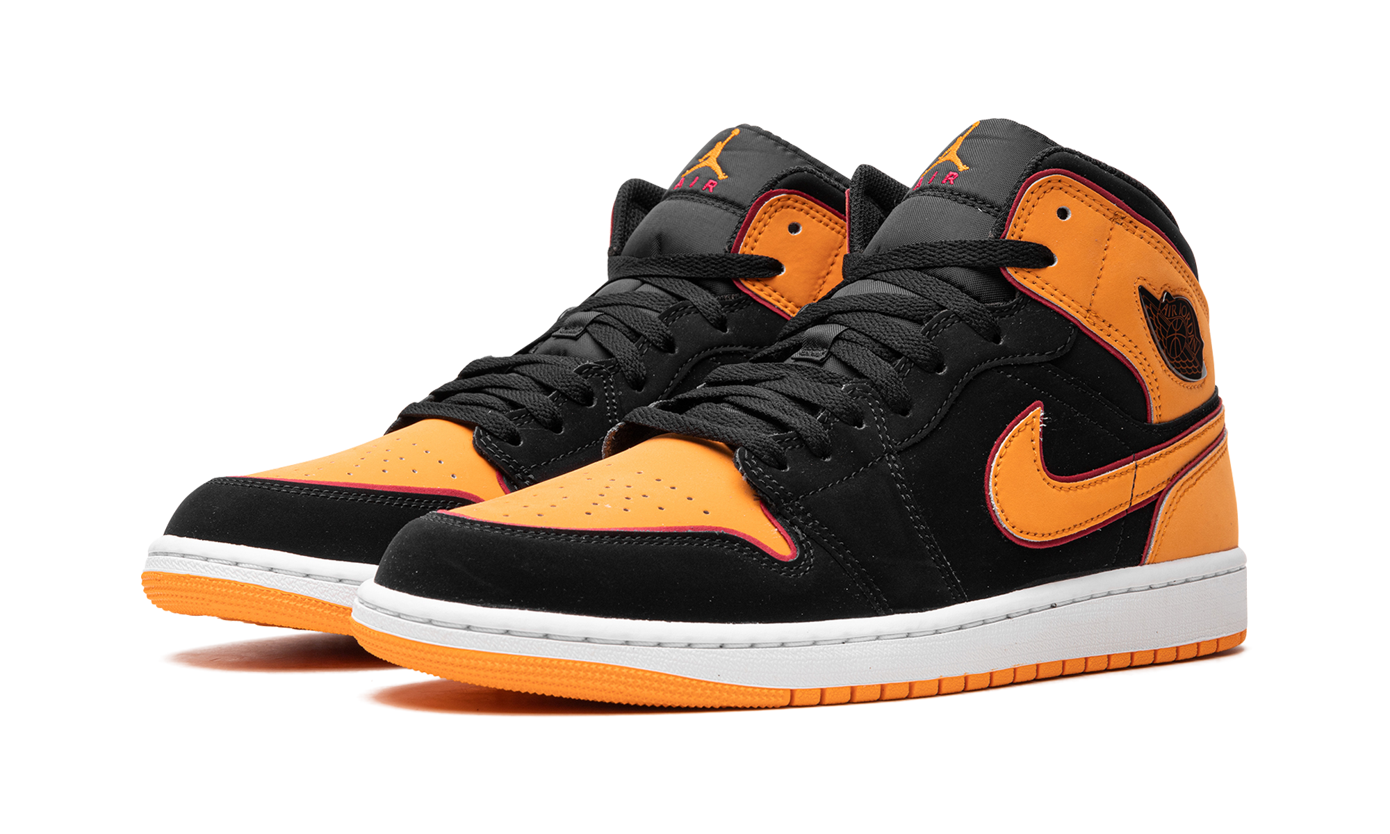 jordan 1 mid fat tongue black orange+FJ4923-008+diagnol left view