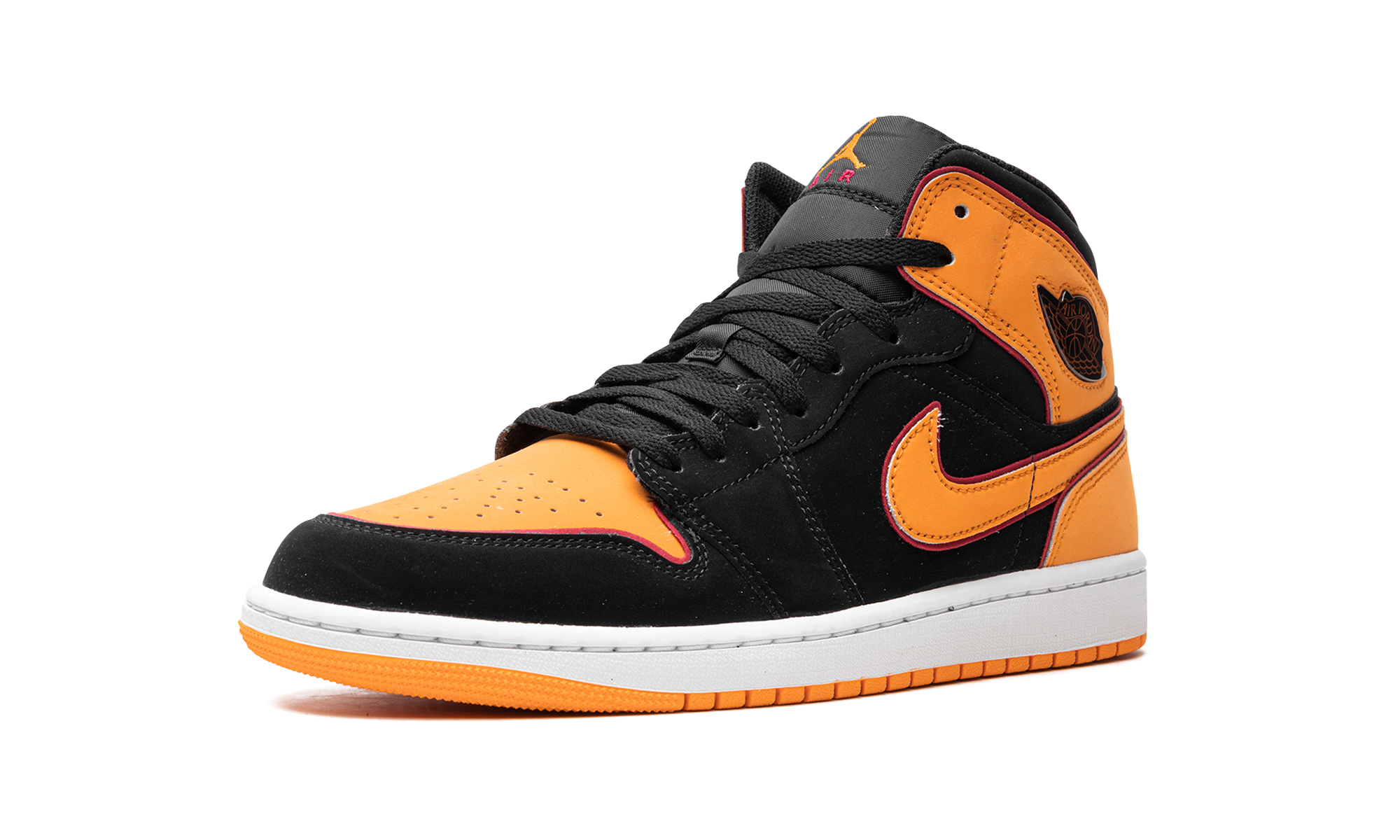 jordan 1 mid fat tongue black orange+FJ4923-008+left diagnol single view