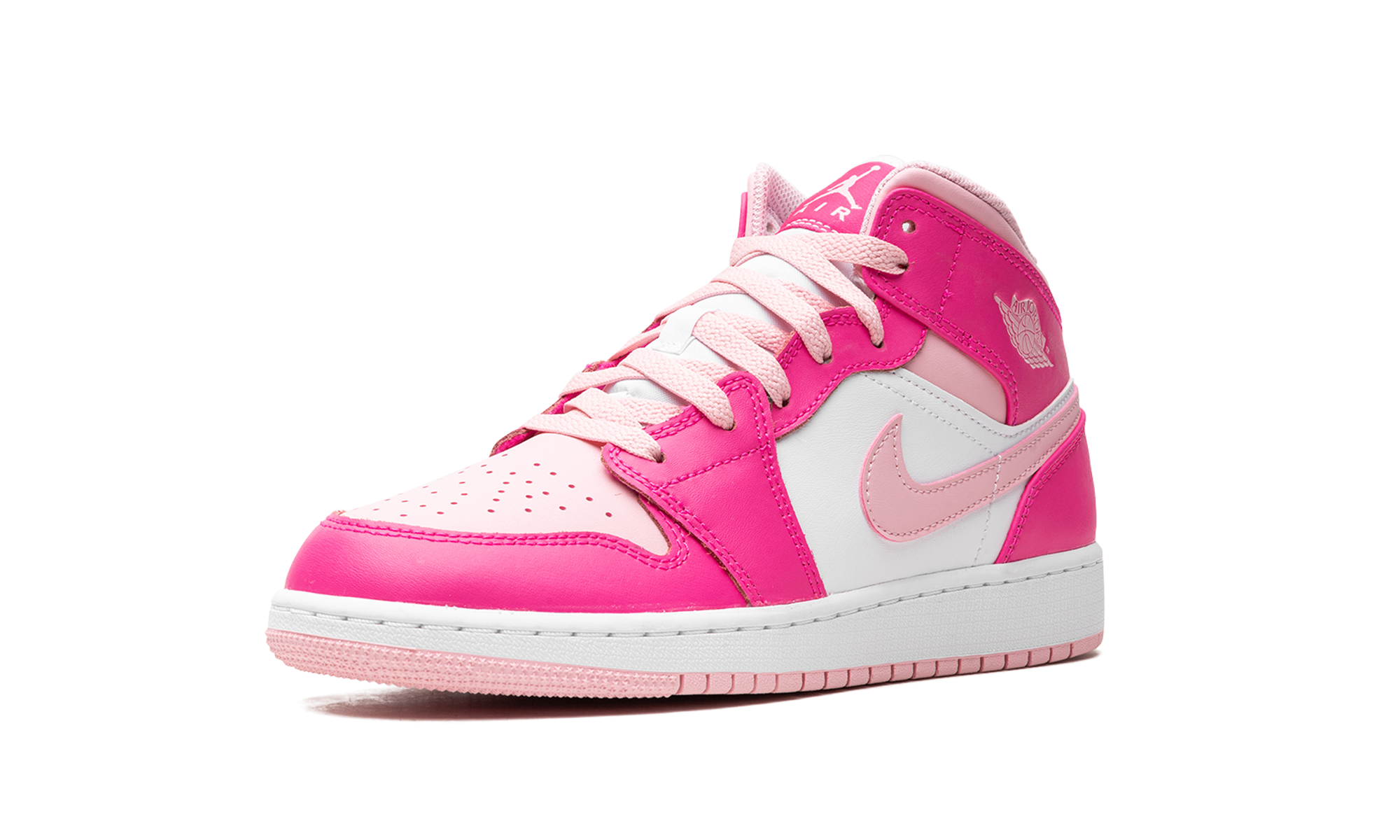 jordan 1 mid fierce pink gs+FD8780-116+left diagnol single view