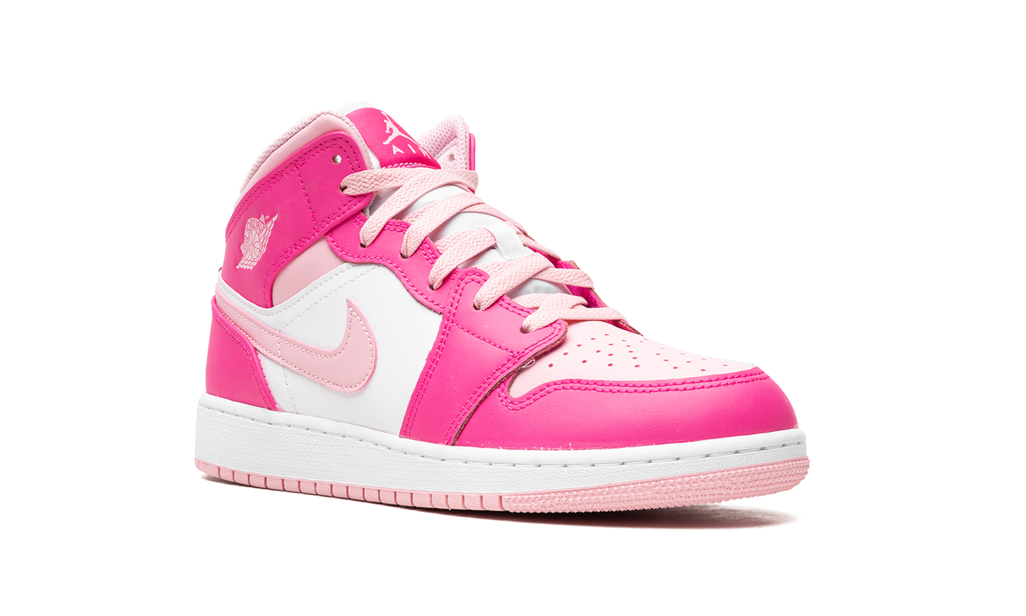 jordan 1 mid fierce pink gs+FD8780-116+diagnol right view