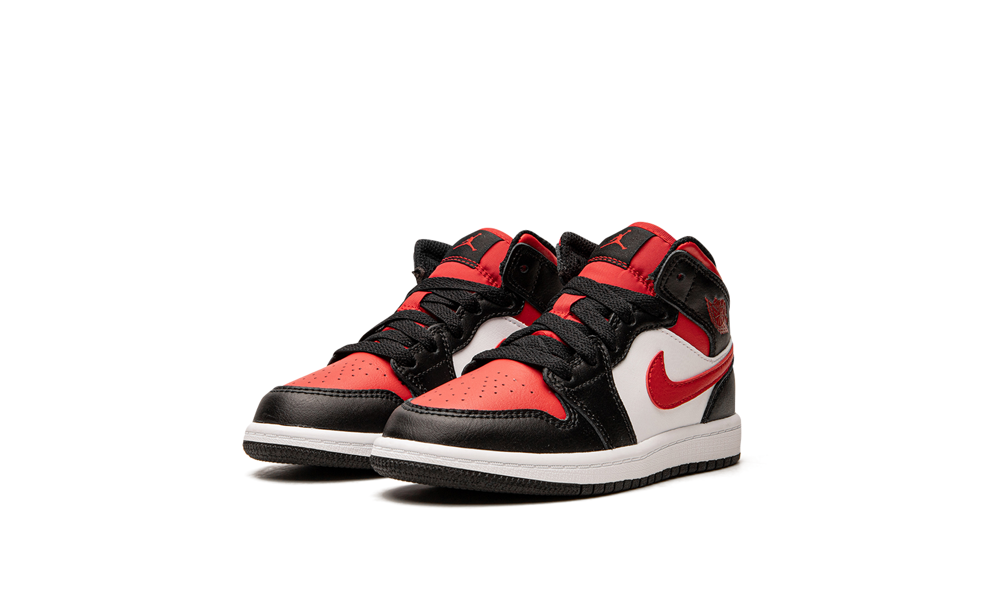 jordan 1 mid fire red ps+640734-079+diagnol left view