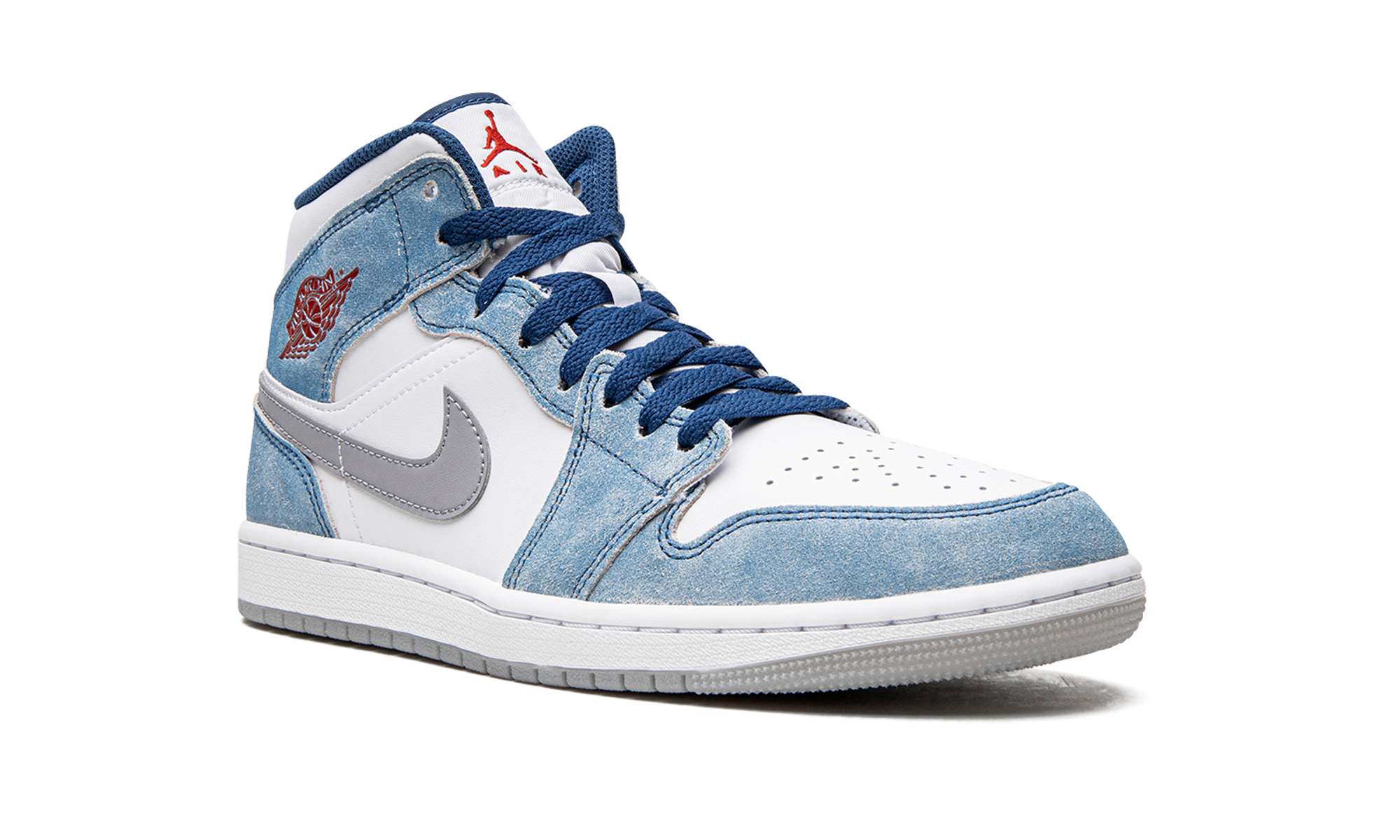 jordan 1 mid french blue fire red+DN3706-401+diagnol right view