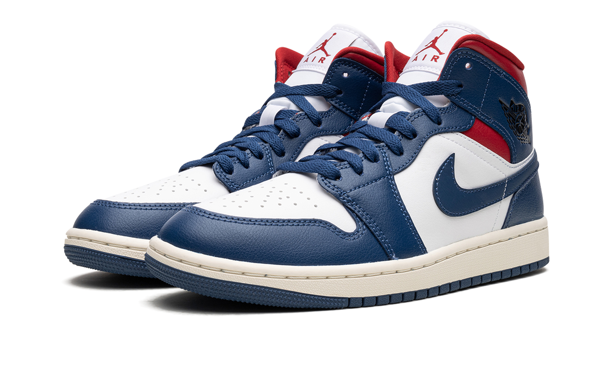 jordan 1 mid french blue gym red women s+BQ6472-146+diagnol left view