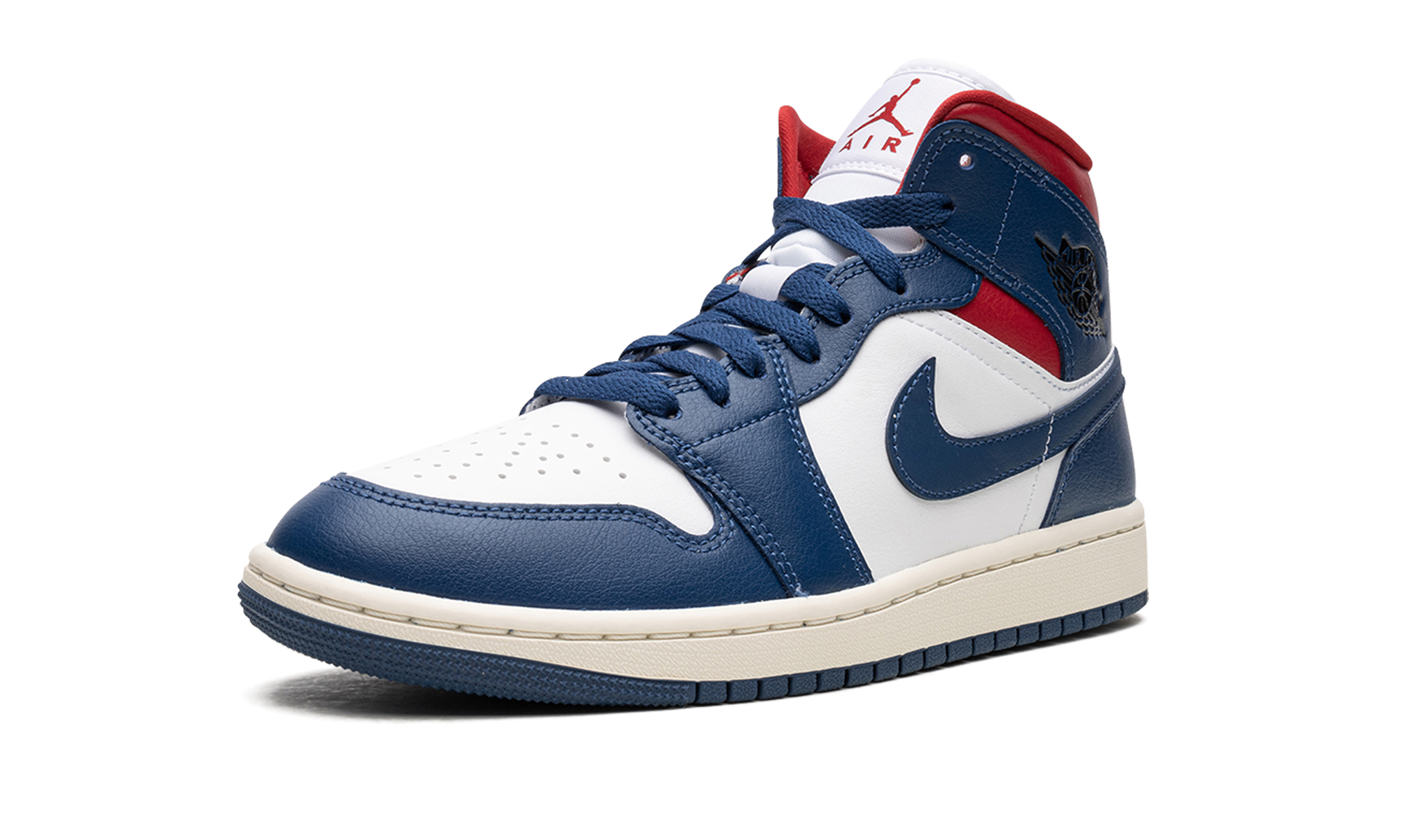 jordan 1 mid french blue gym red women s+BQ6472-146+left diagnol single view